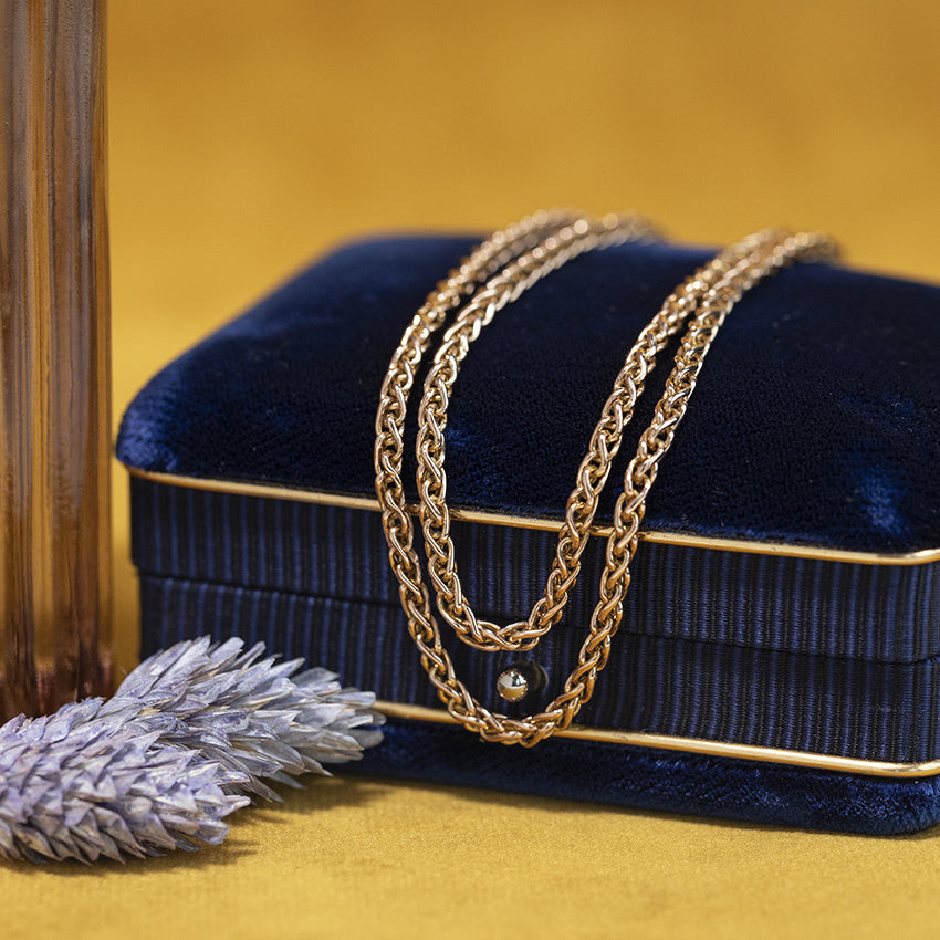 Roségouden vintage vossenstaart collier 14 kt