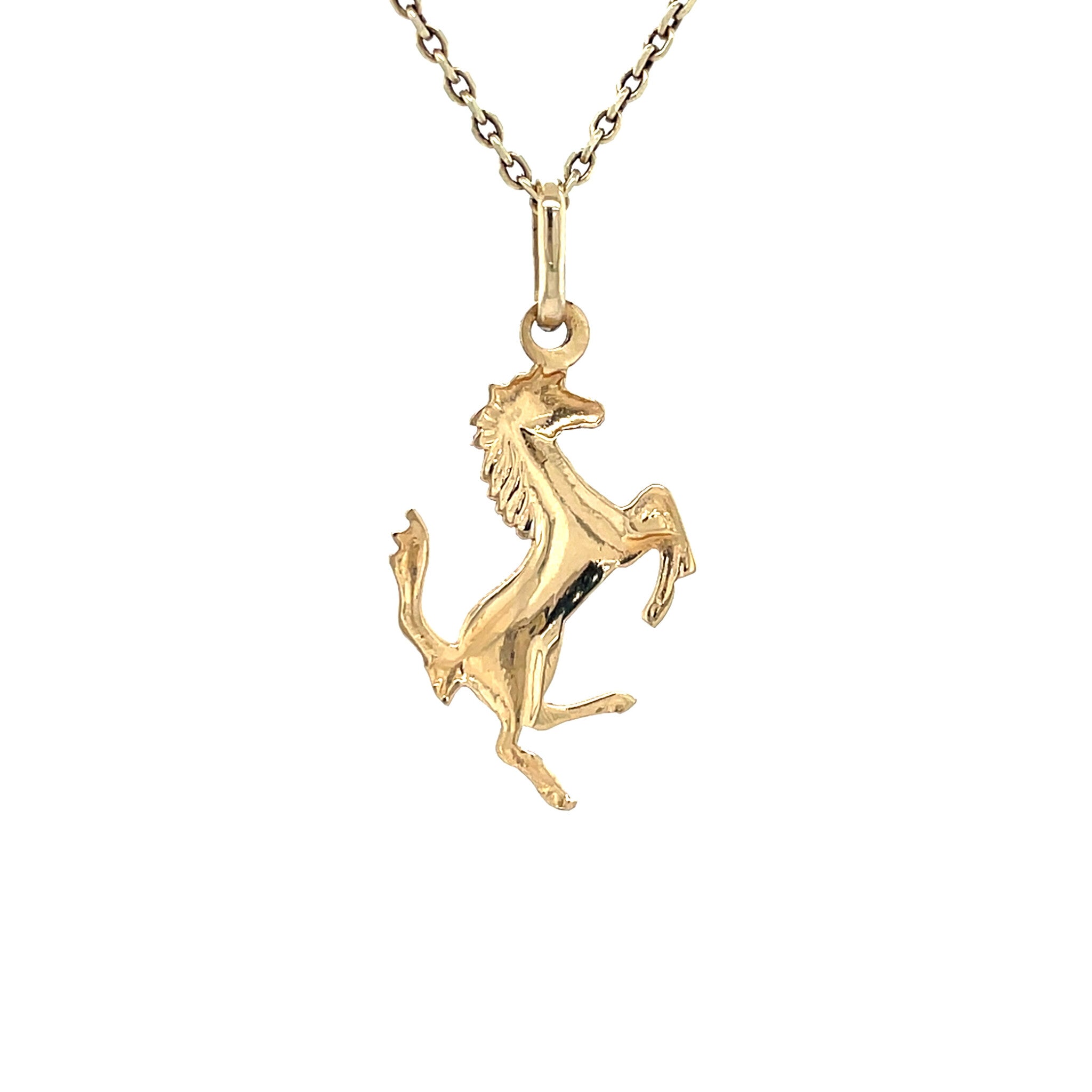 Gouden vintage paard hanger 14 krt