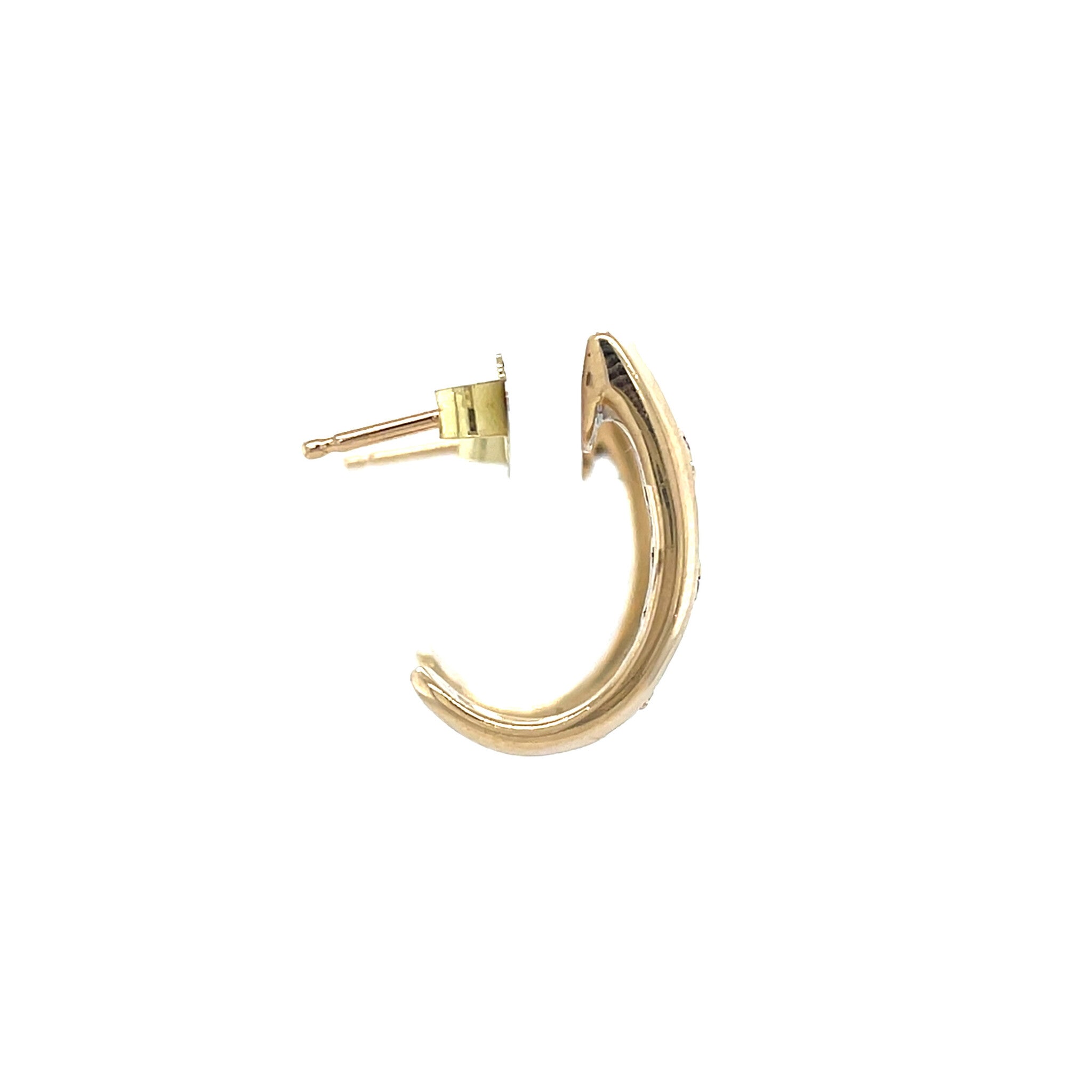 Gouden vintage oorstekers met saffier en diamant 14 krt