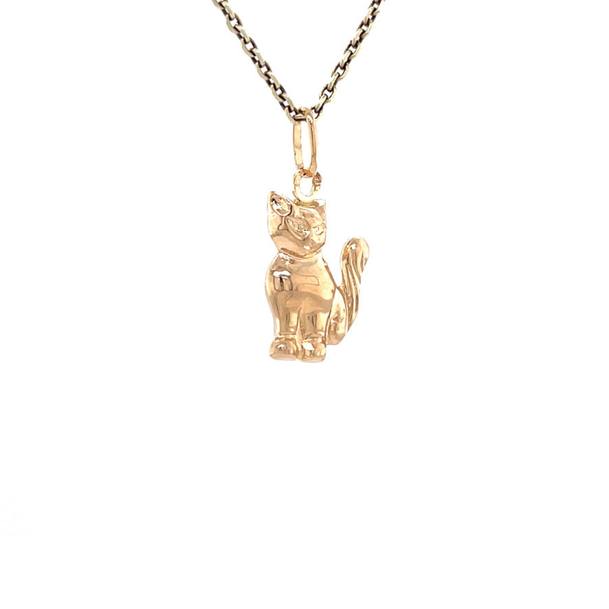 Vintage gold cat pendant 14 kt