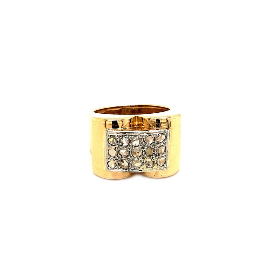 Gold art deco ring with rose diamond 18 krt