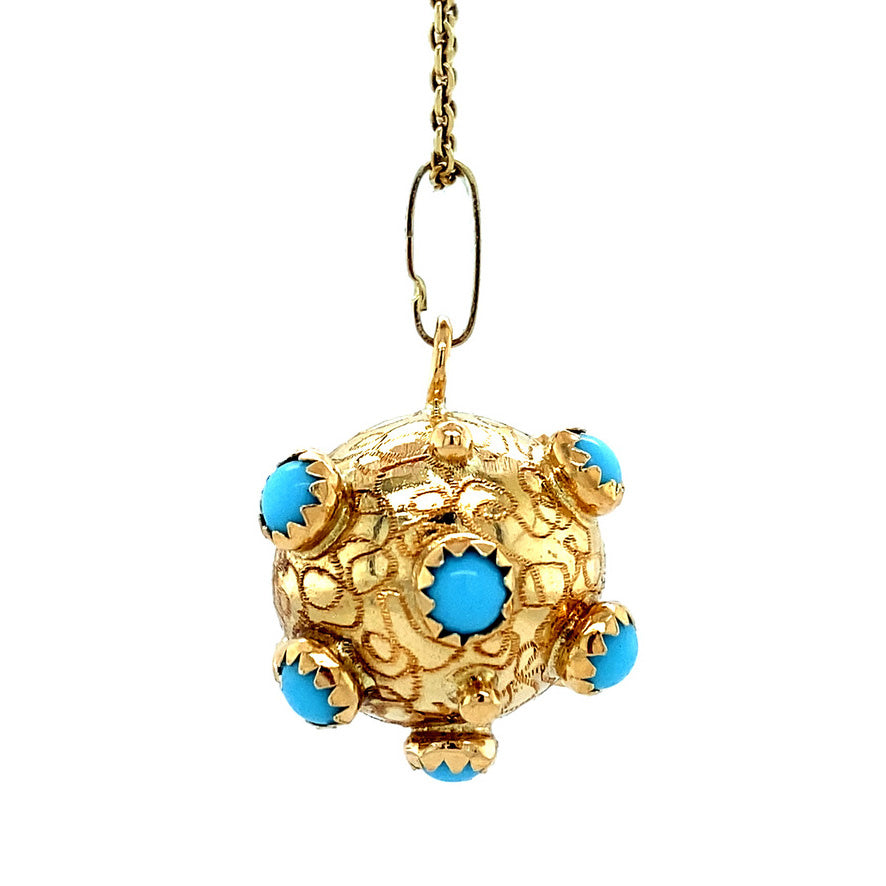Gold sputnik pendant with colored stone 14 kt