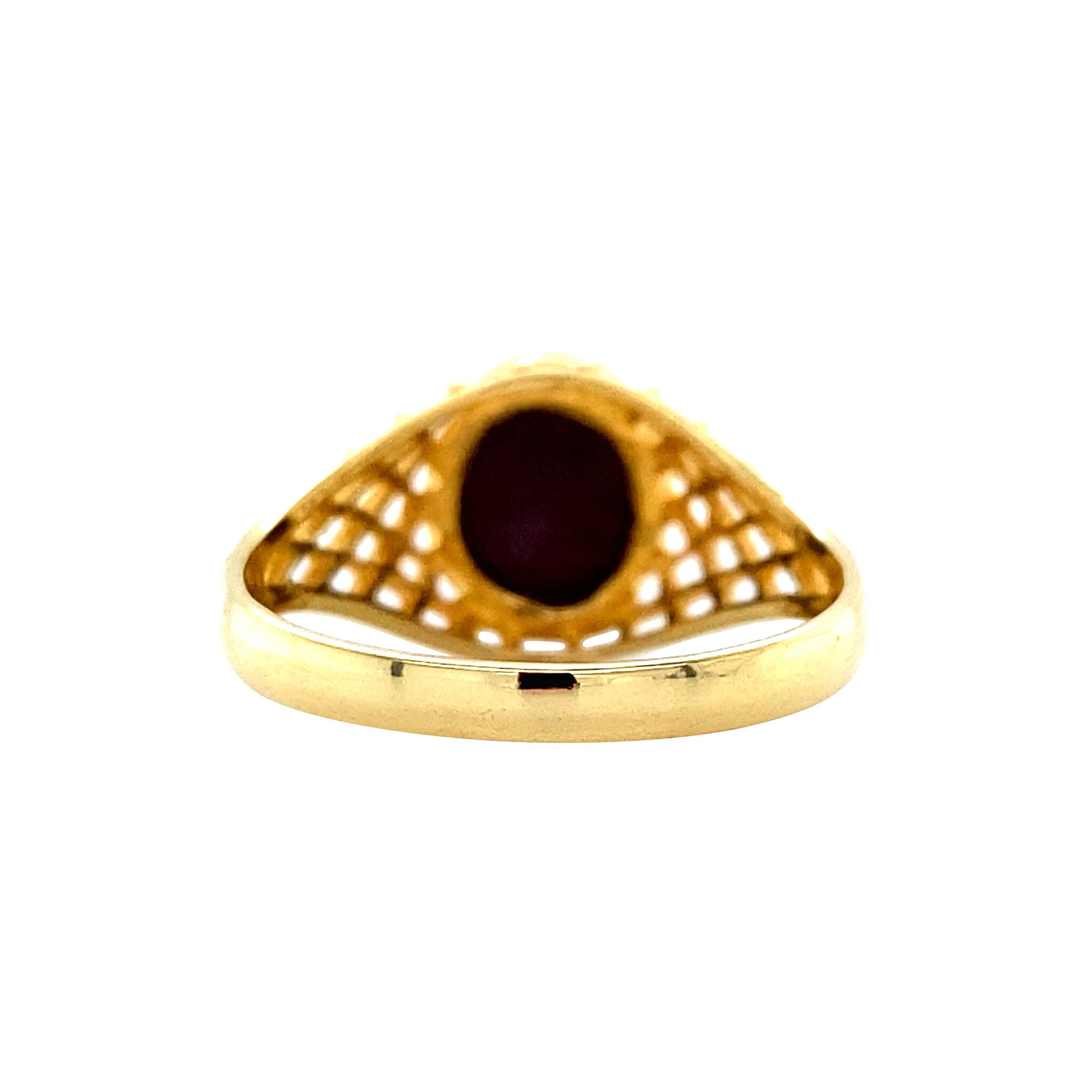 Gold vintage ring with cat eye colour stone 18 krt
