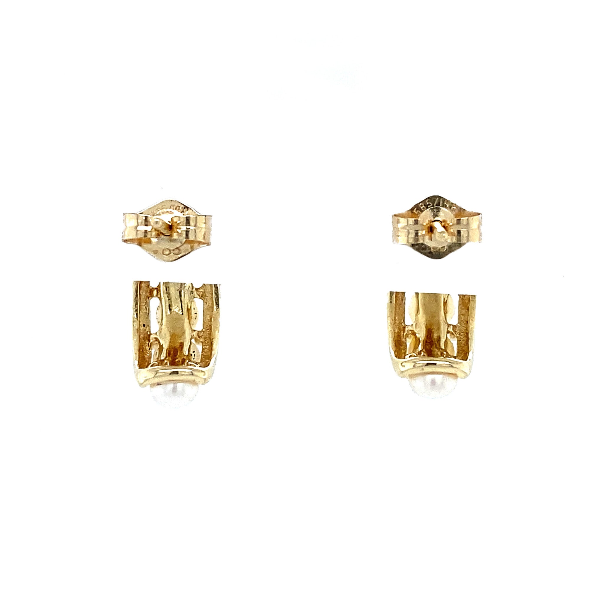 14 kt gold pearl stud earrings