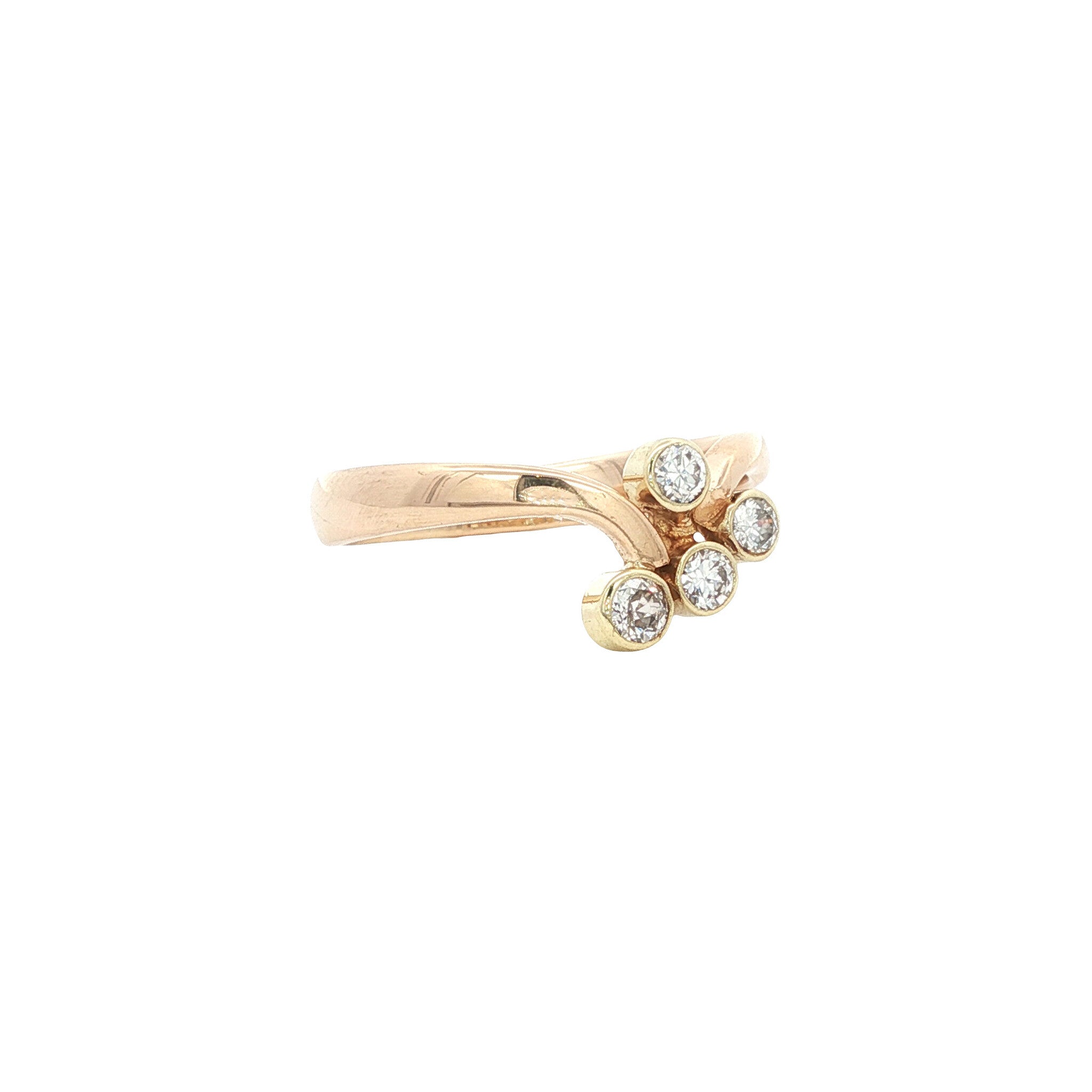 Vintage 14 kt rose-gold ring with diamond