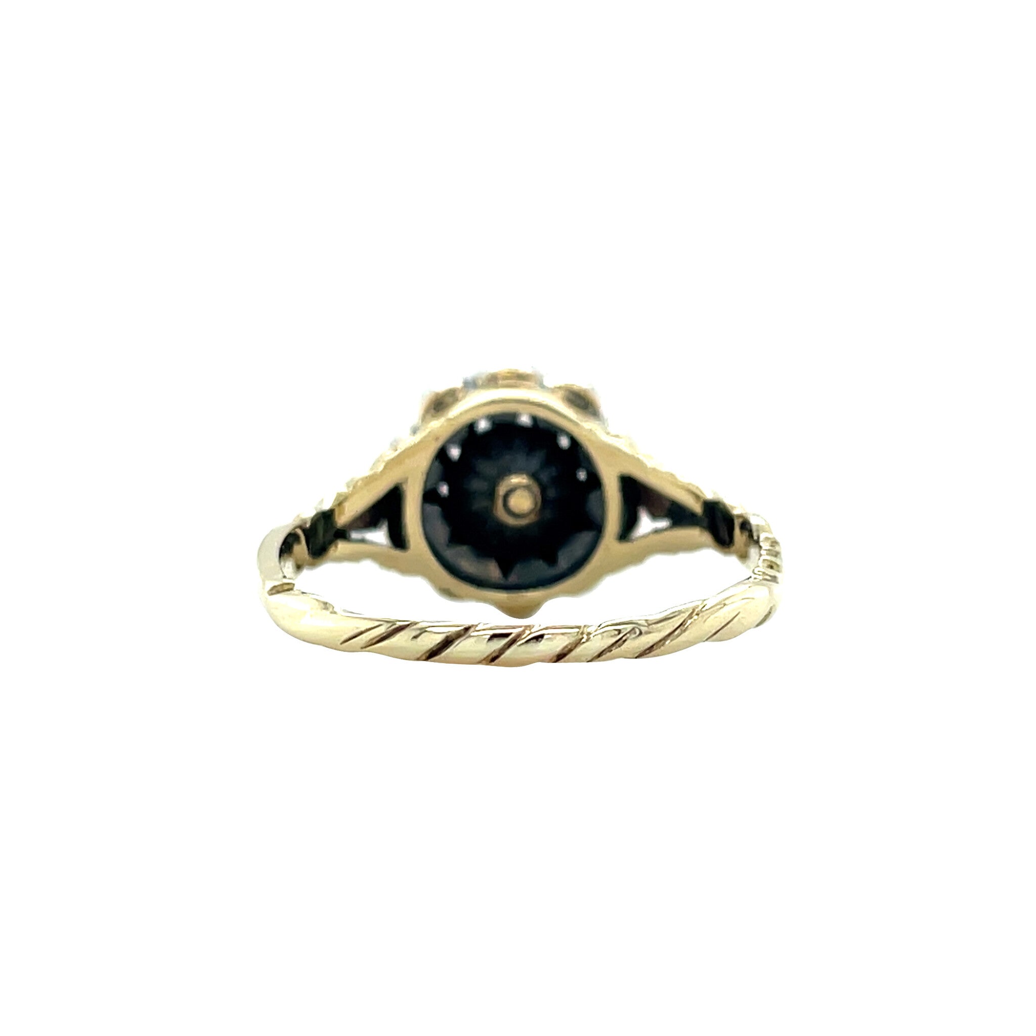 14 kt gold vintage halo ring with a rose-cut diamond
