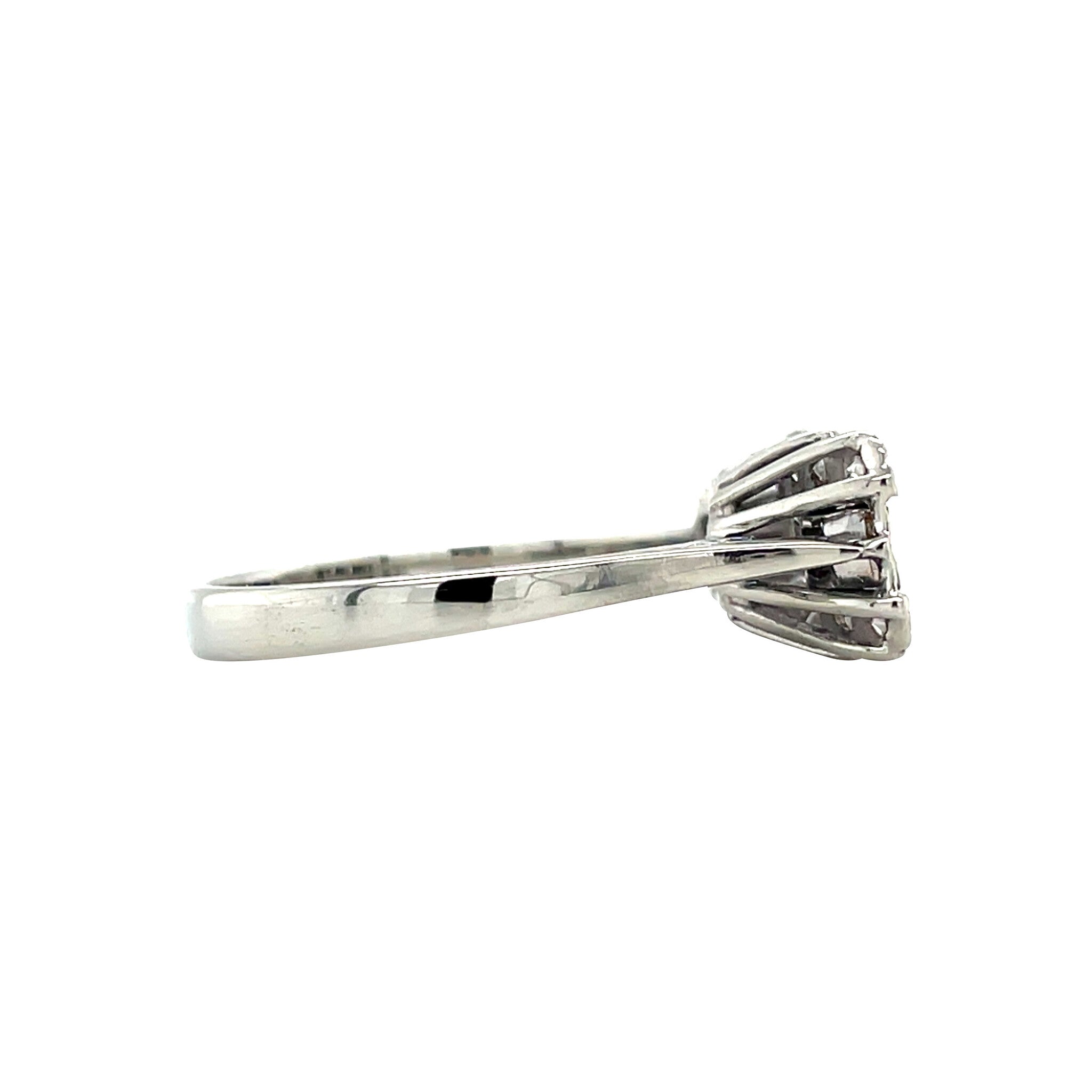 Witgouden vintage ring met diamant 14 krt