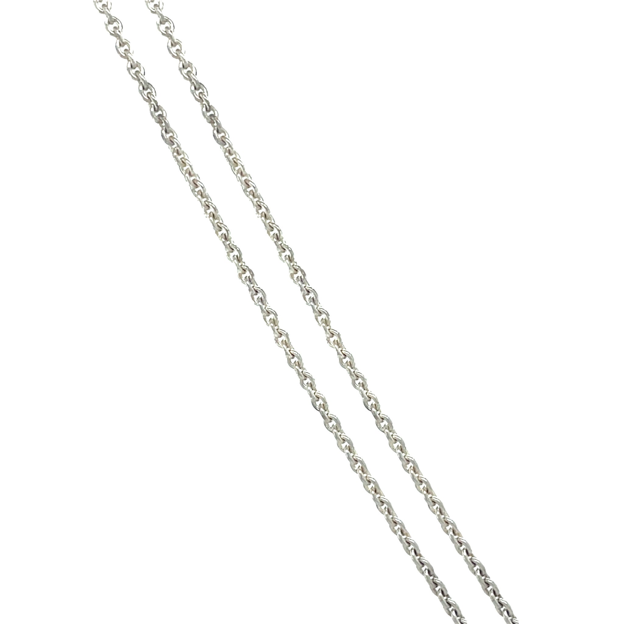 Silver vintage necklace with white gold pendant with diamond 14 kt/925