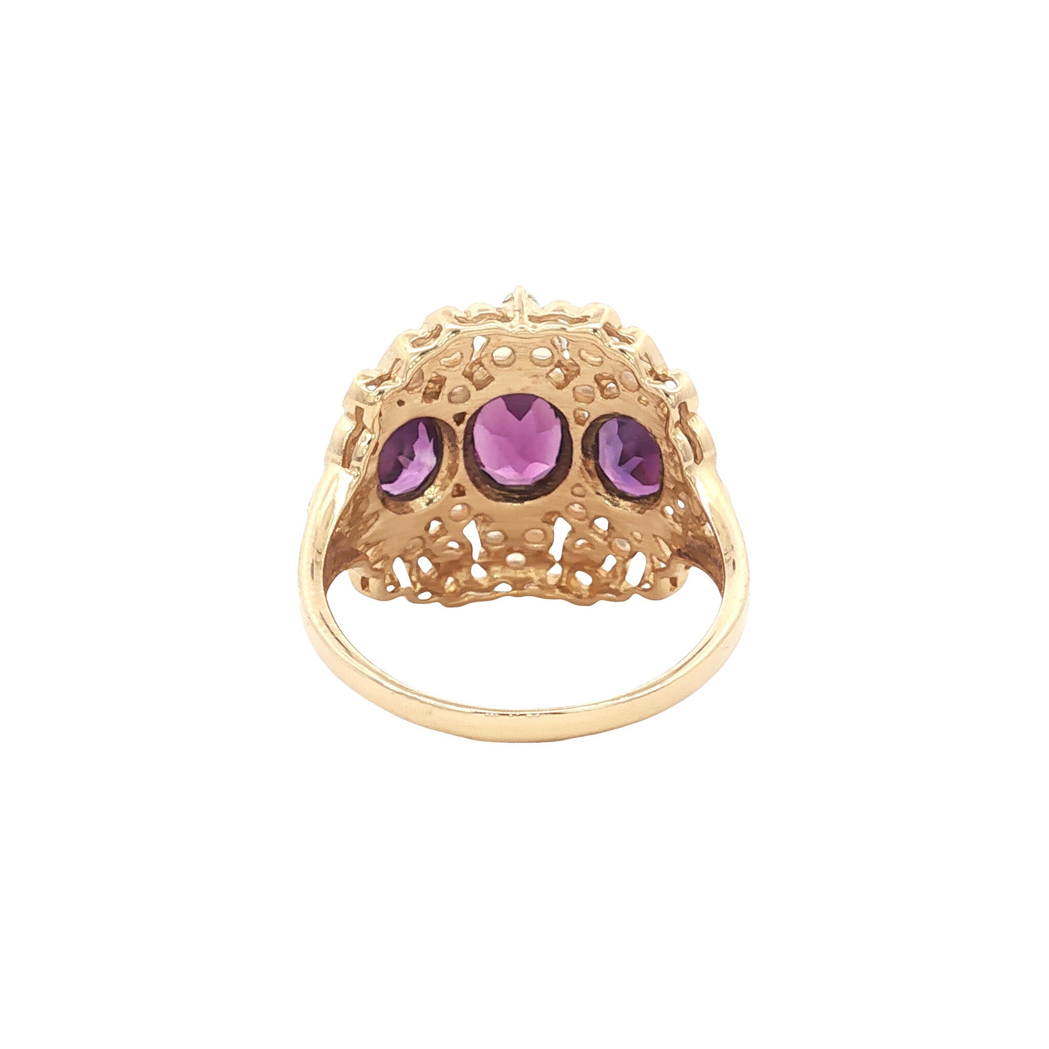 Gold ring with amethyst and opal 14 kt