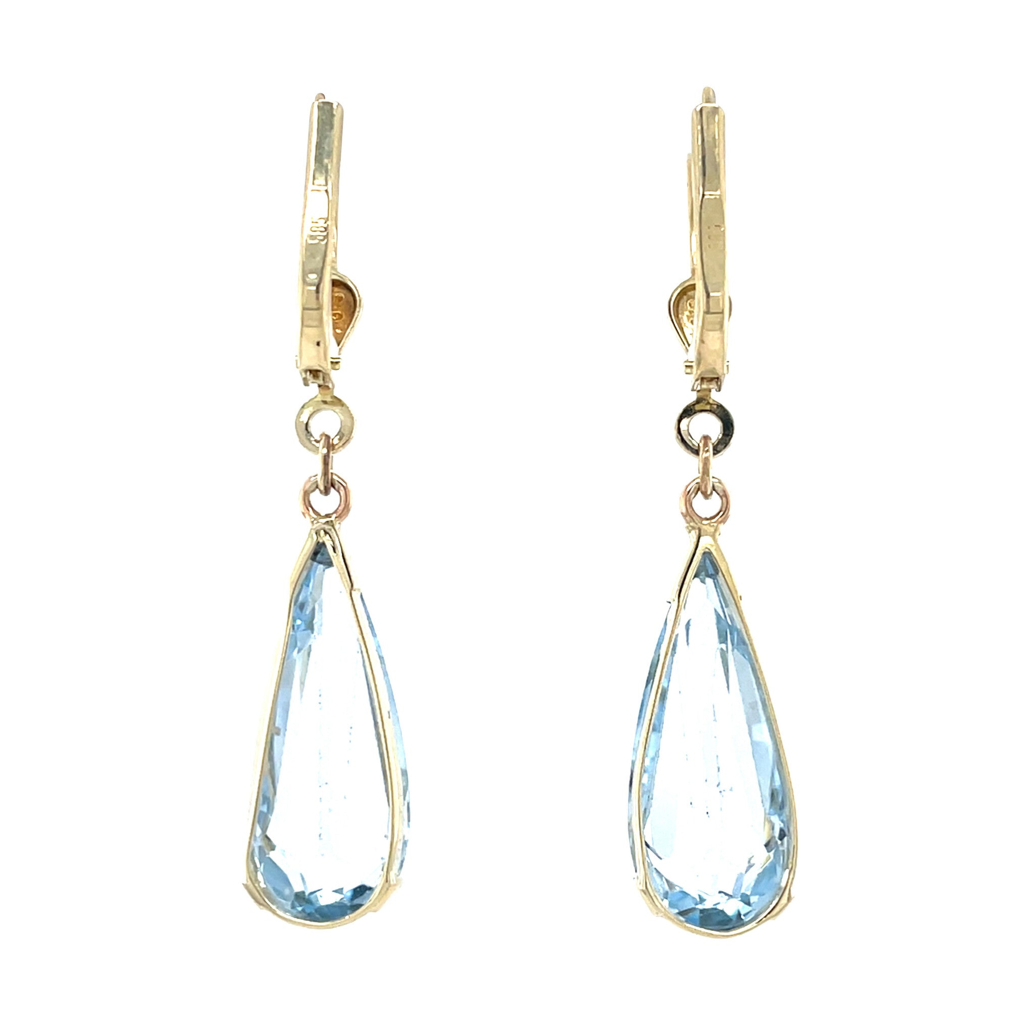 Gouden vintage oorhangers met spinel 14 krt