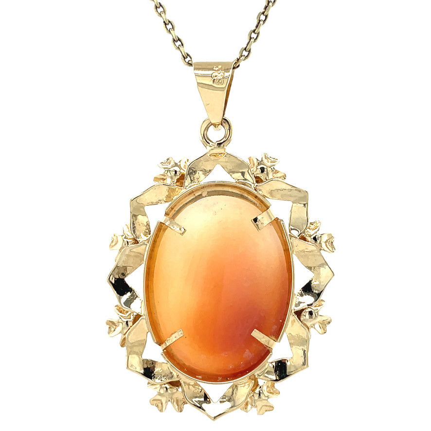 Golden vintage pendant with cameo 14 kt
