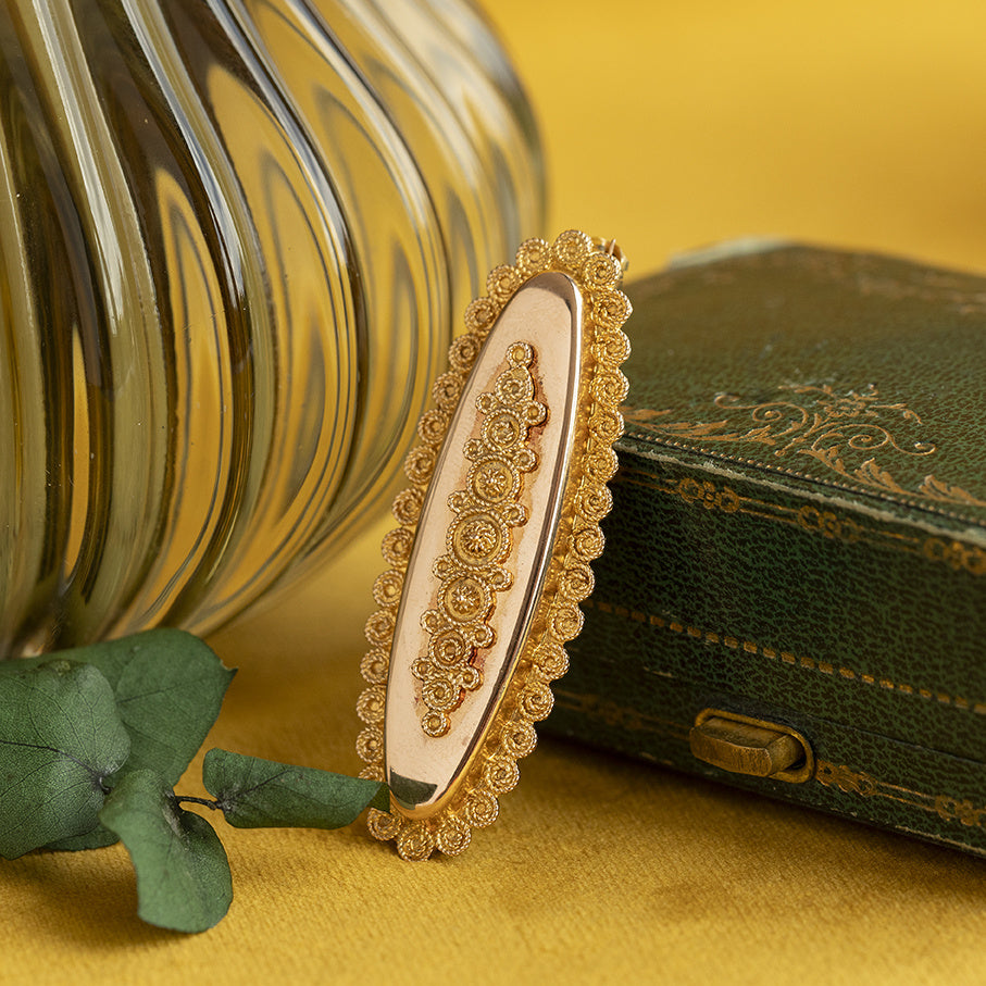 Roségouden vintage filigraan broche 14 krt