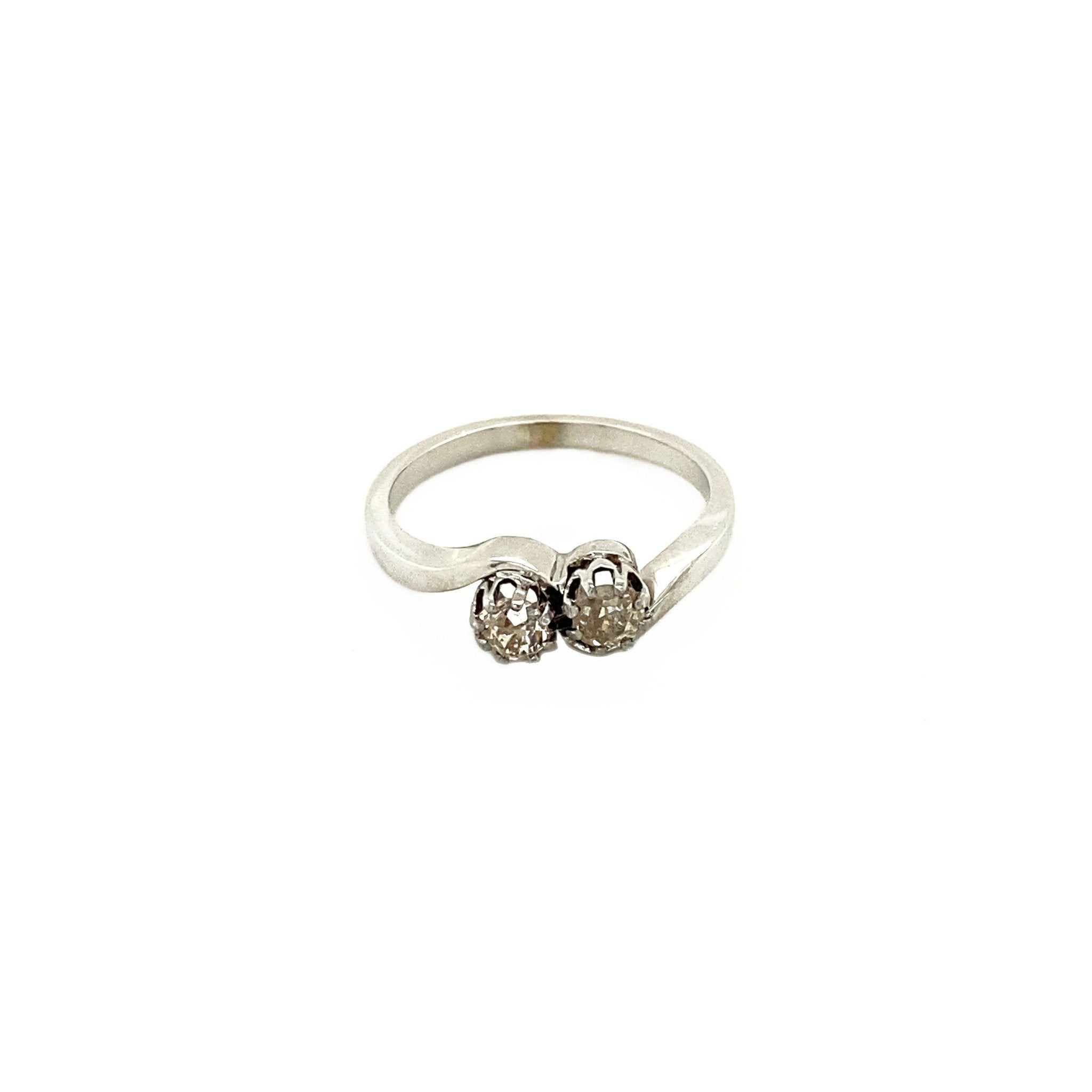 Witgouden slag ring met diamant 14 krt