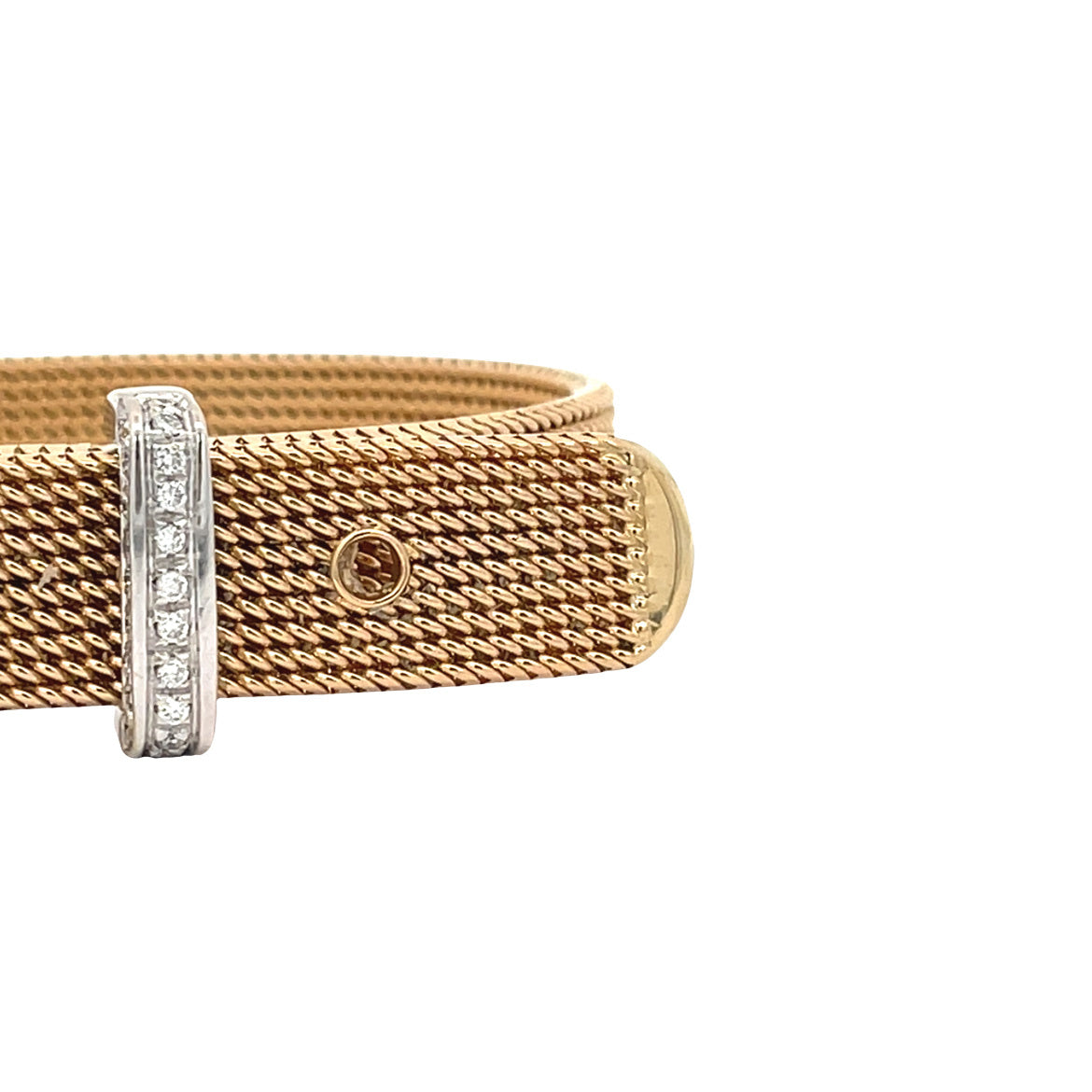 Bicolour gold vintage bracelet with diamond 18 kt