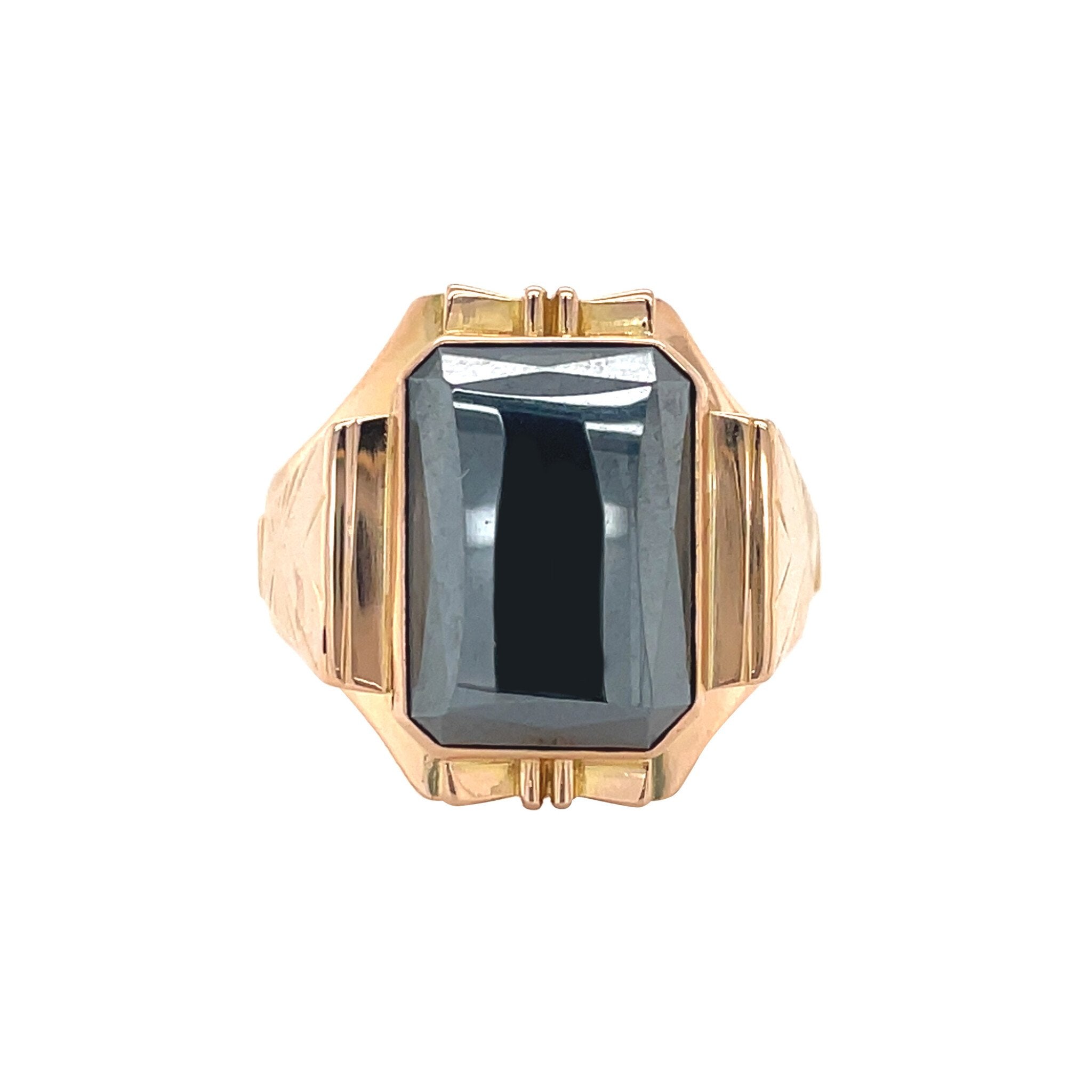 Gold vintage ring with hematite 18 kt