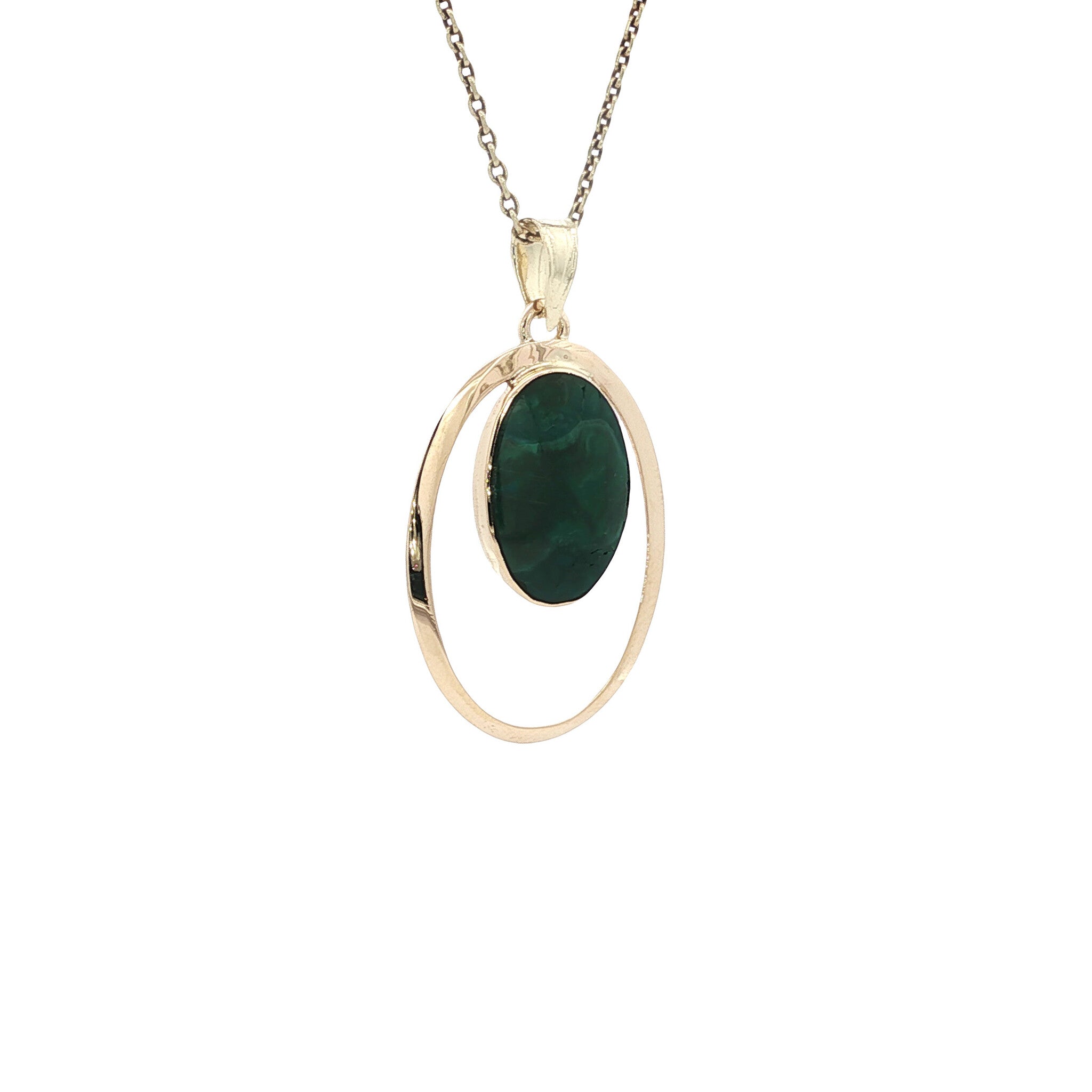 Gold pendant with chrysocolla 14 kt