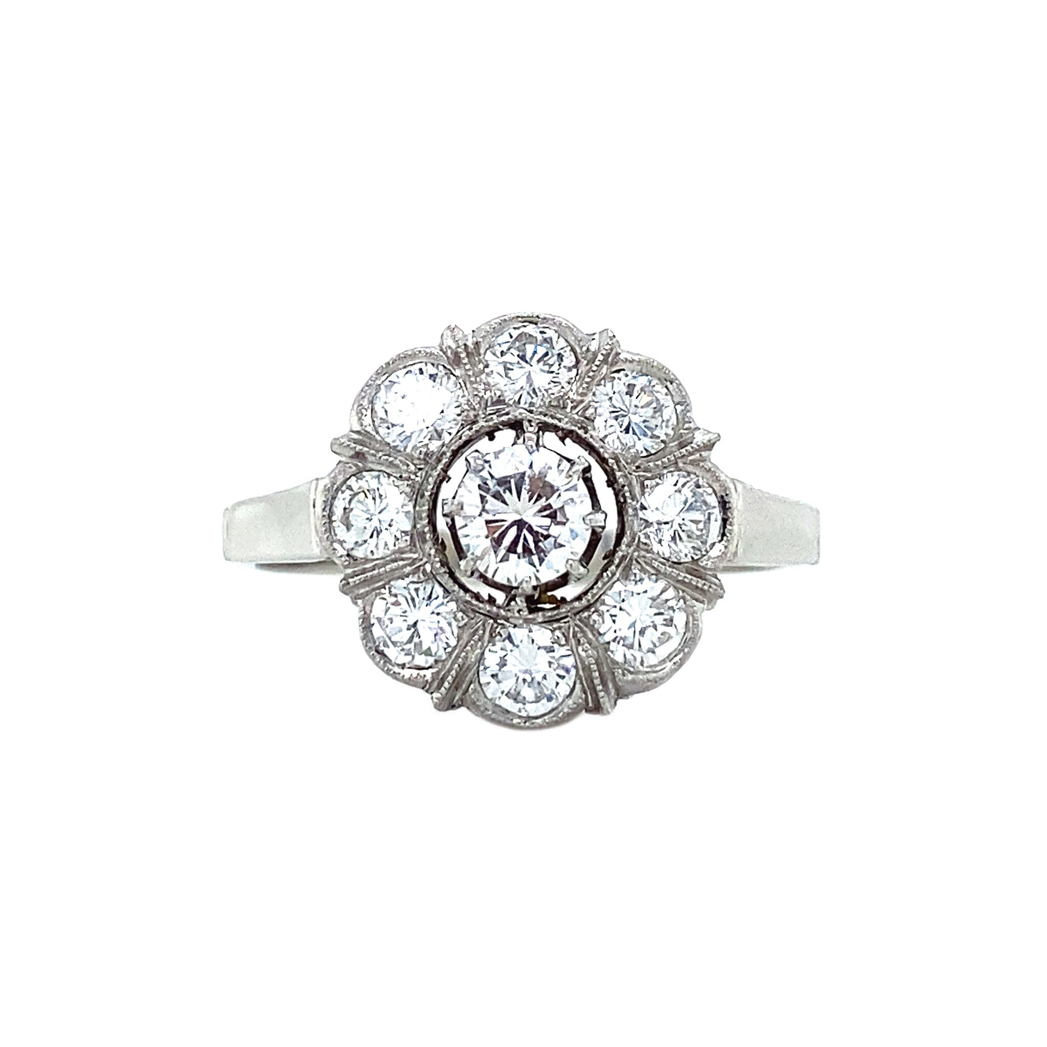 Witgouden entourage ring met diamant