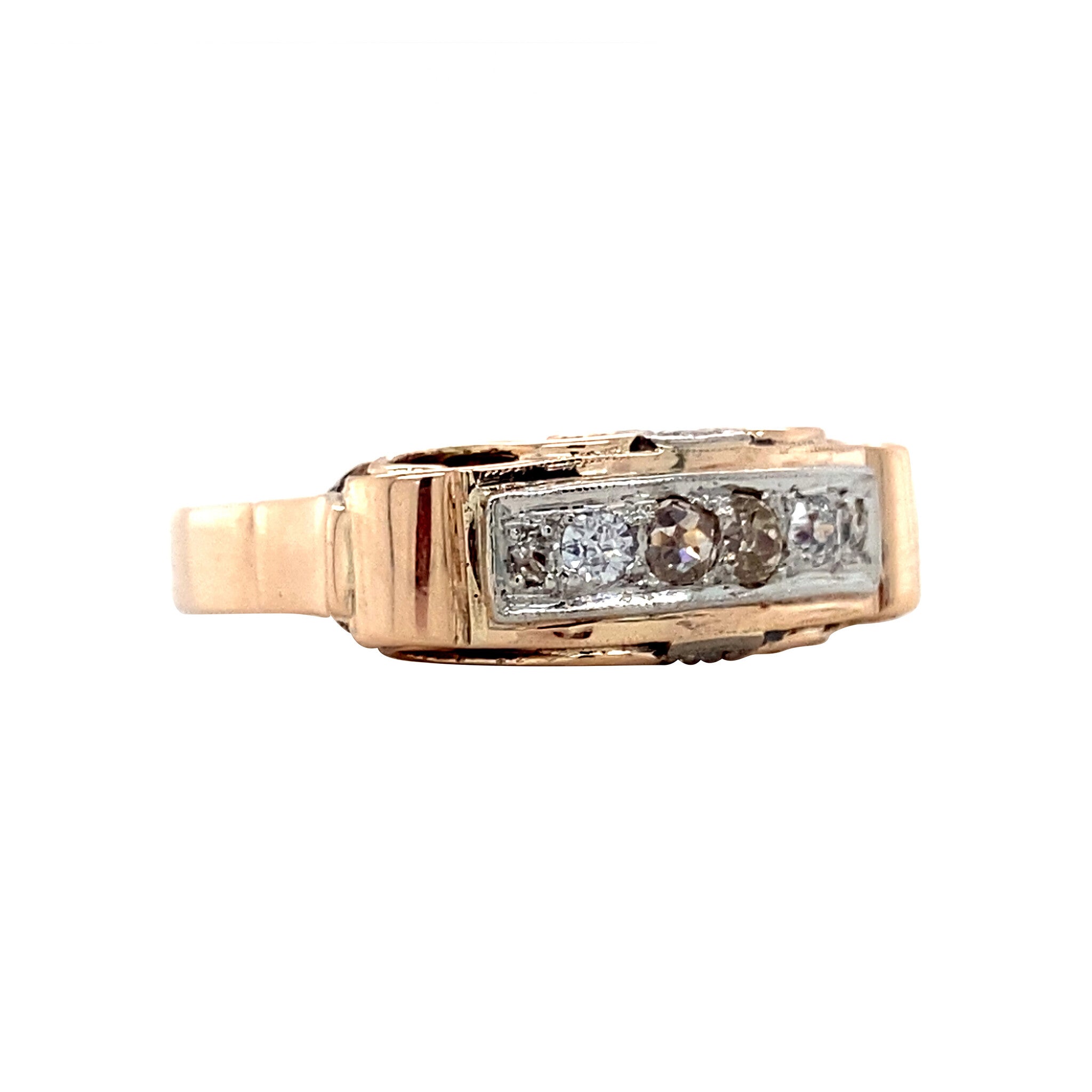 Vintage rijring met diamant 9 krt