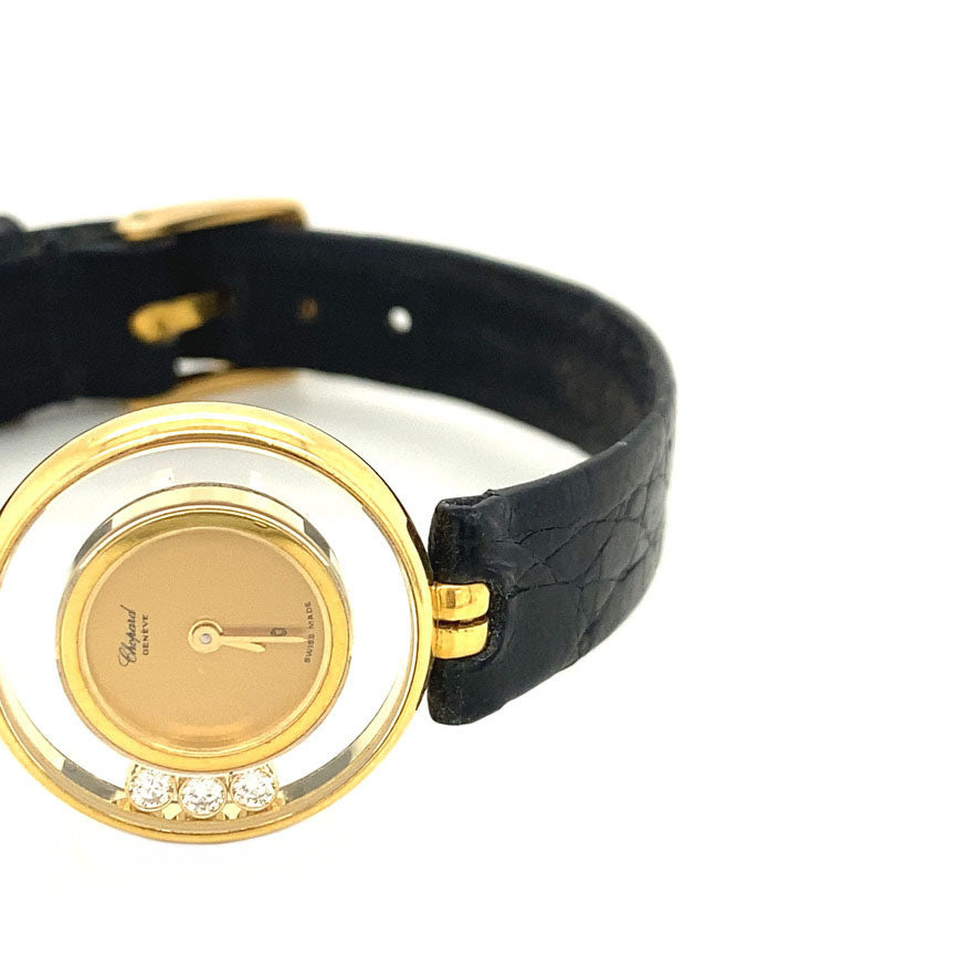 Gouden Chopard dameshorloge met diamant 18 krt