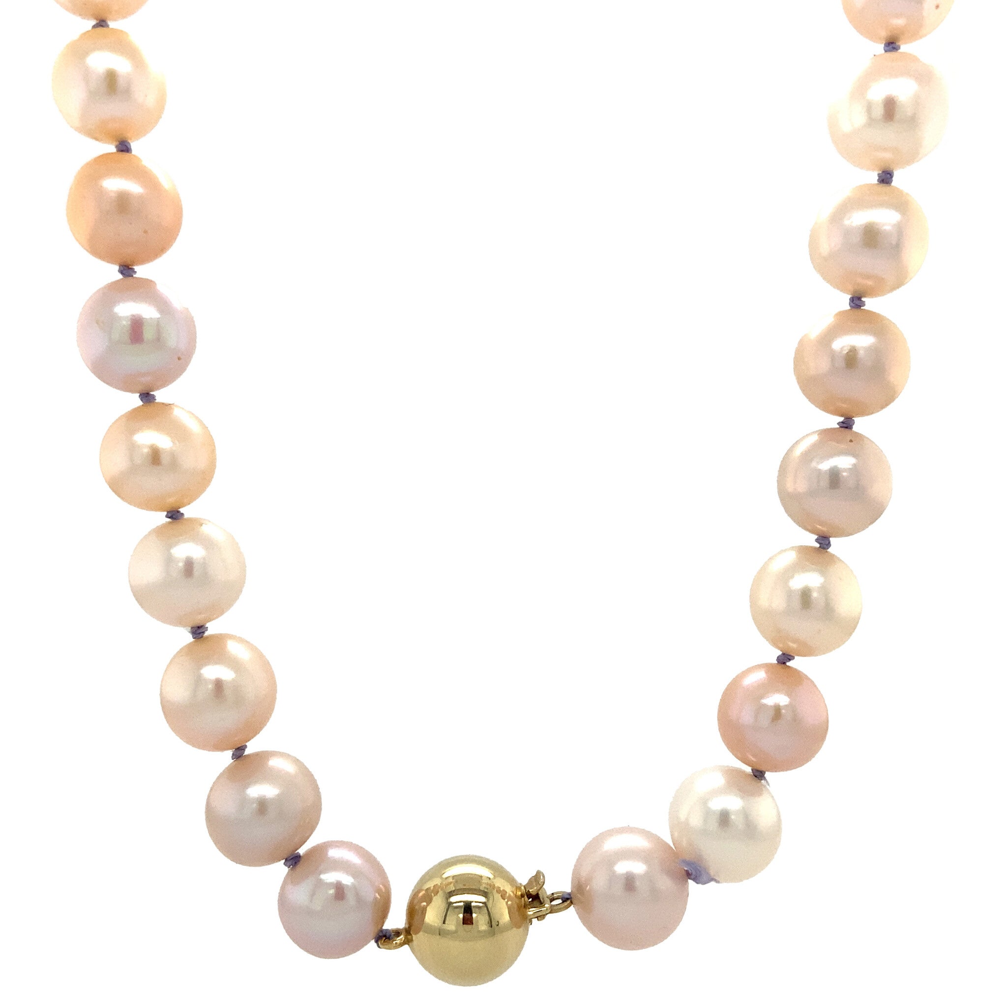 Pearl necklace with gold ball clasp 14 krt