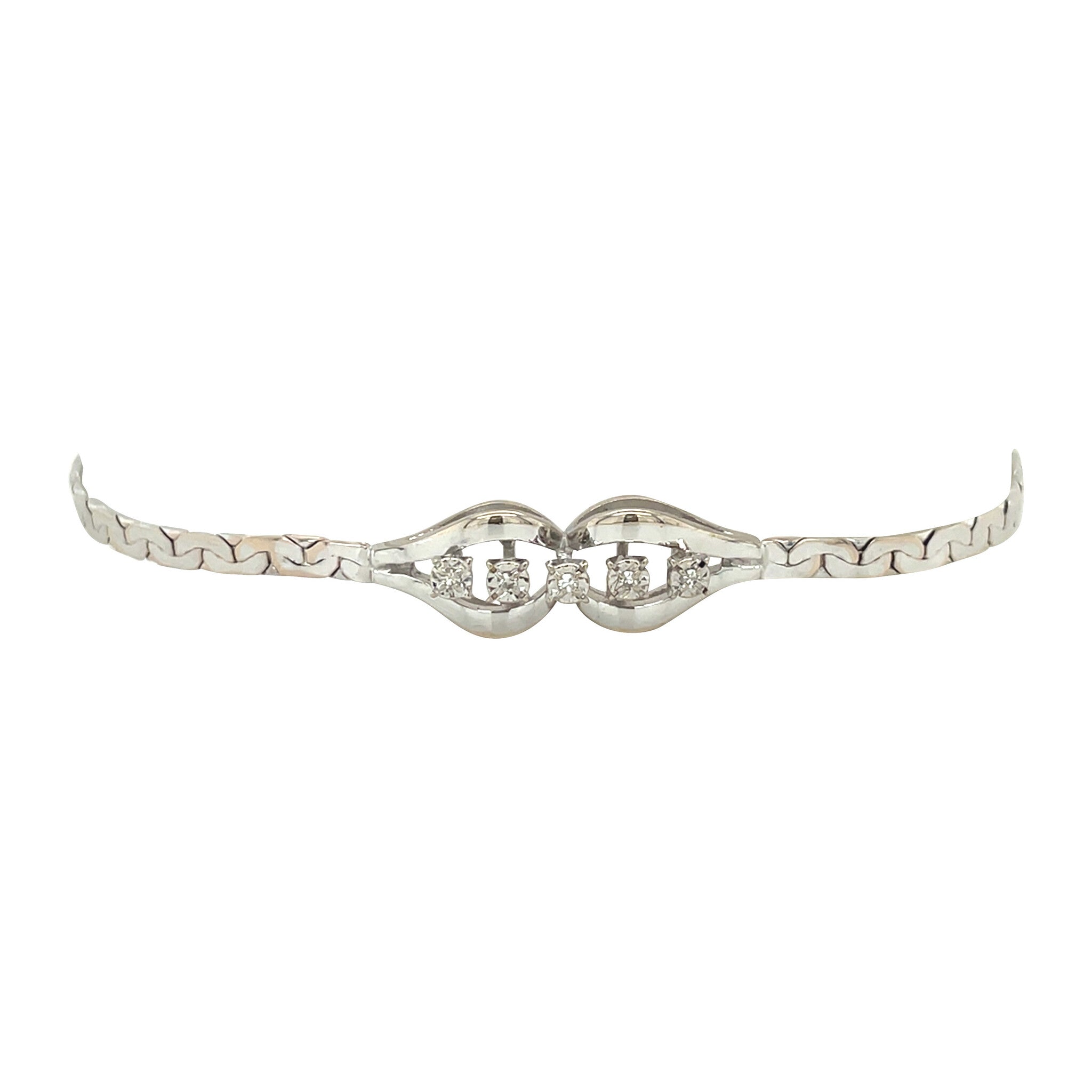 White gold vintage bracelet with diamond 14 kt