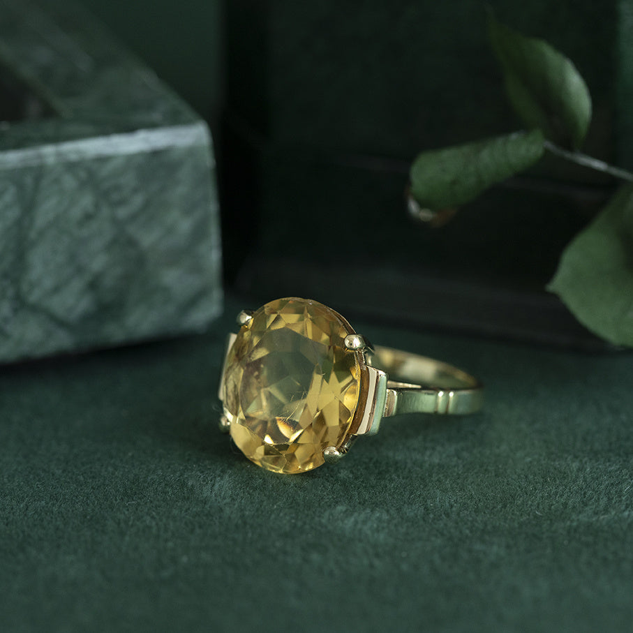 18 kt vintage gold ring with citrine