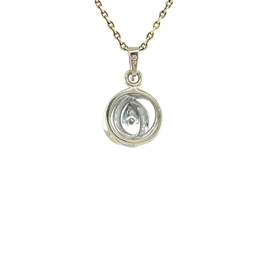 Witgouden vintage hanger met diamant 14 kt