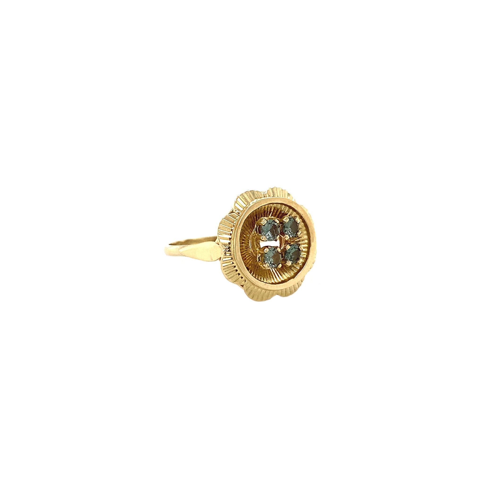 Gouden ring met blauwe spinel 14 krt