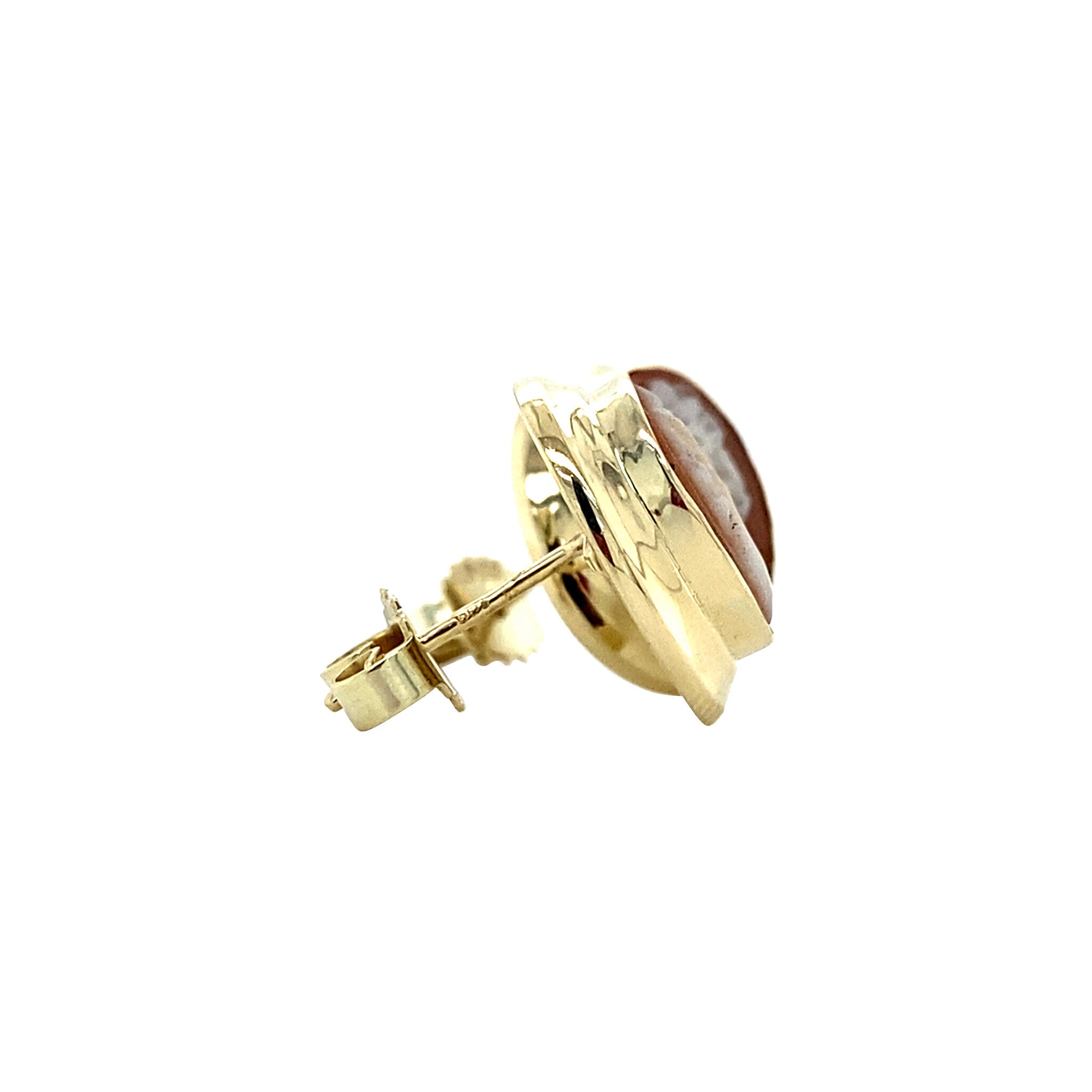 14 kt gold stud earrings with cameo