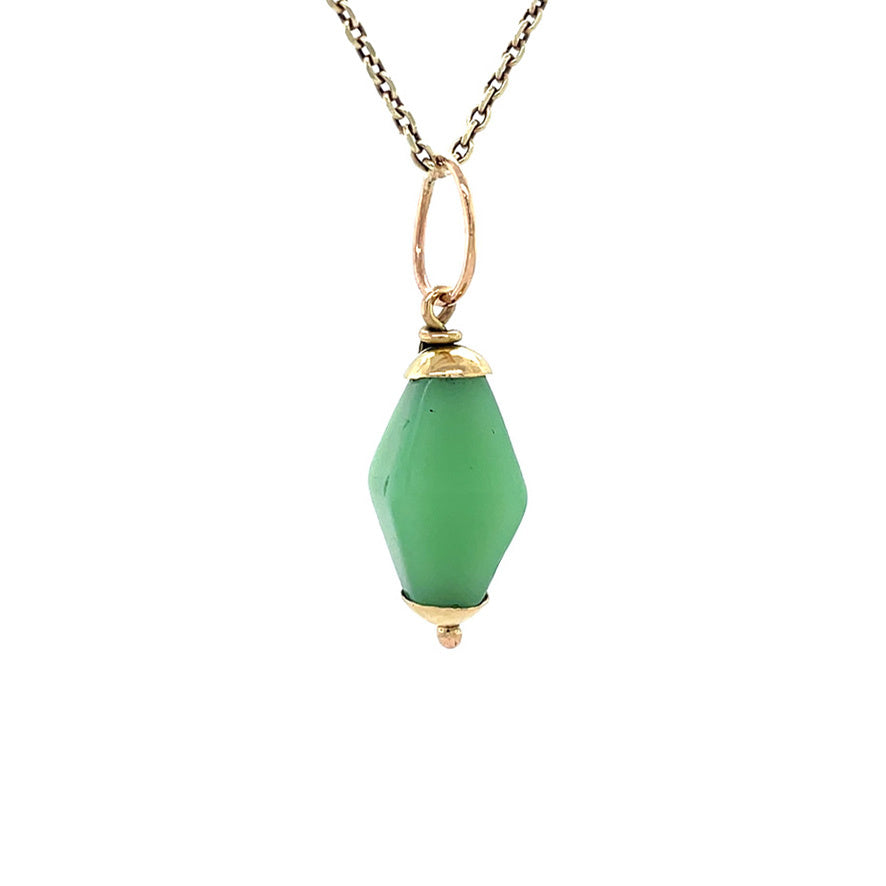 Gouden vintage hanger met groene opaal 14 kt