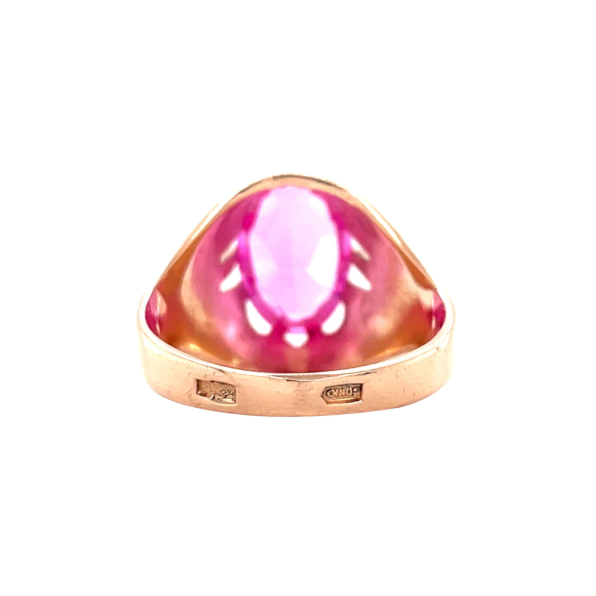 14 kt rose-gold vintage ring with sapphire