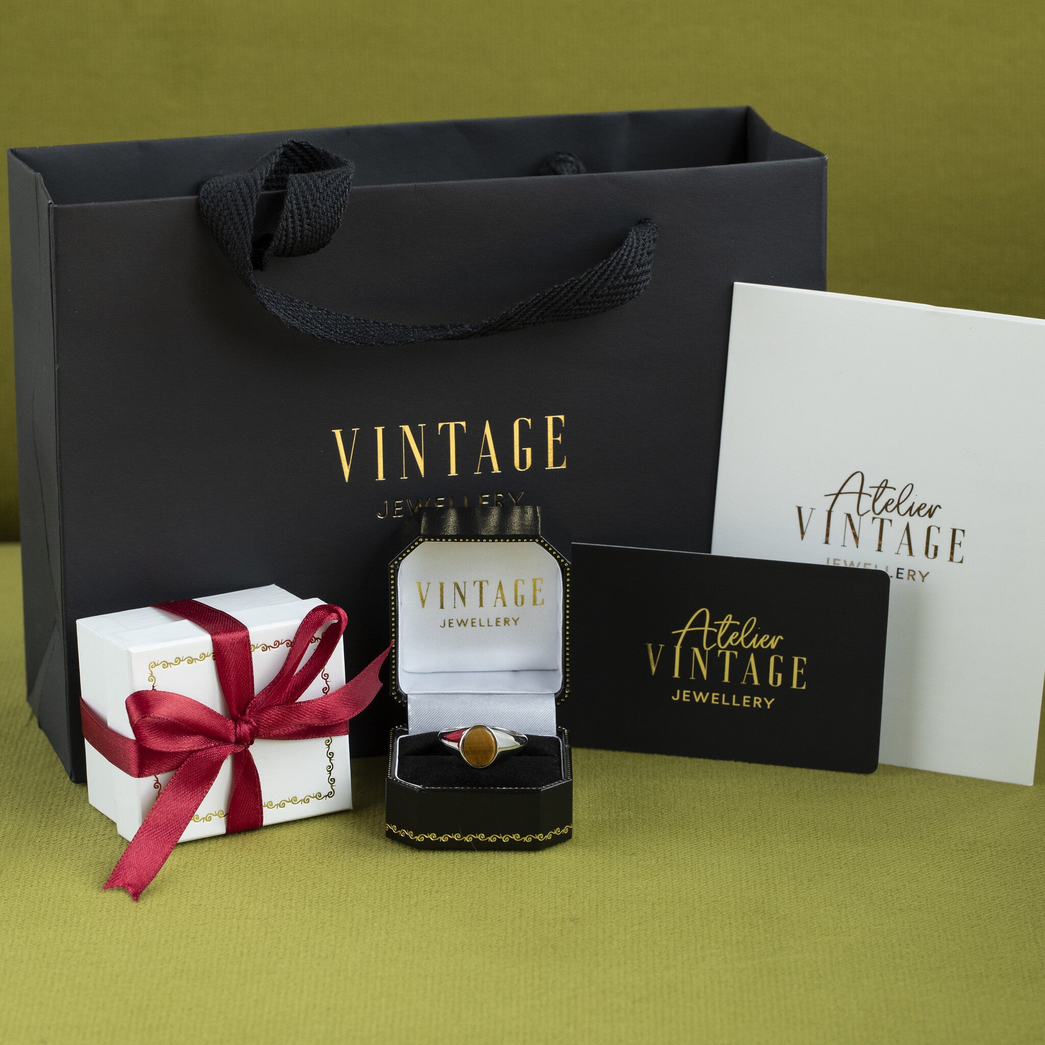 Twiggy ring xs 14 kt - Tiger Eye