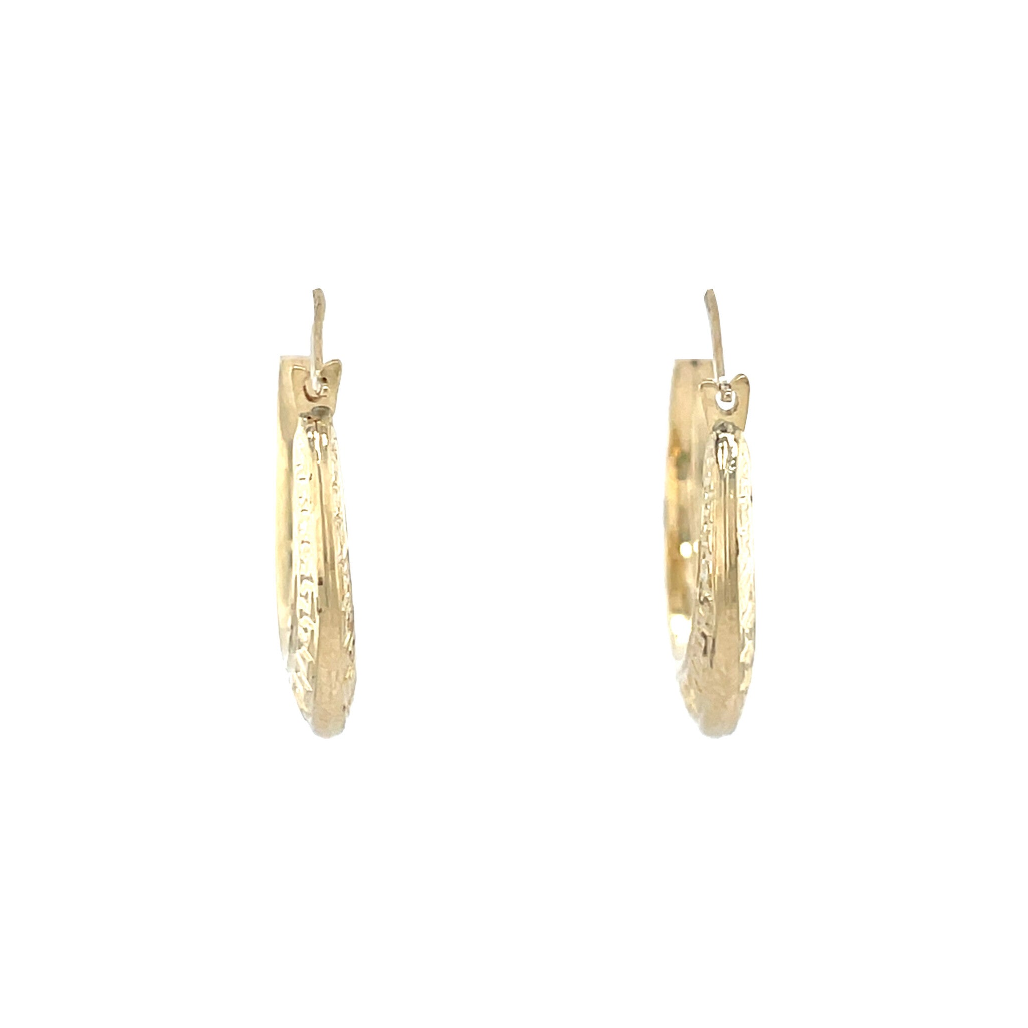Gouden vintage meander oorringen 14 krt