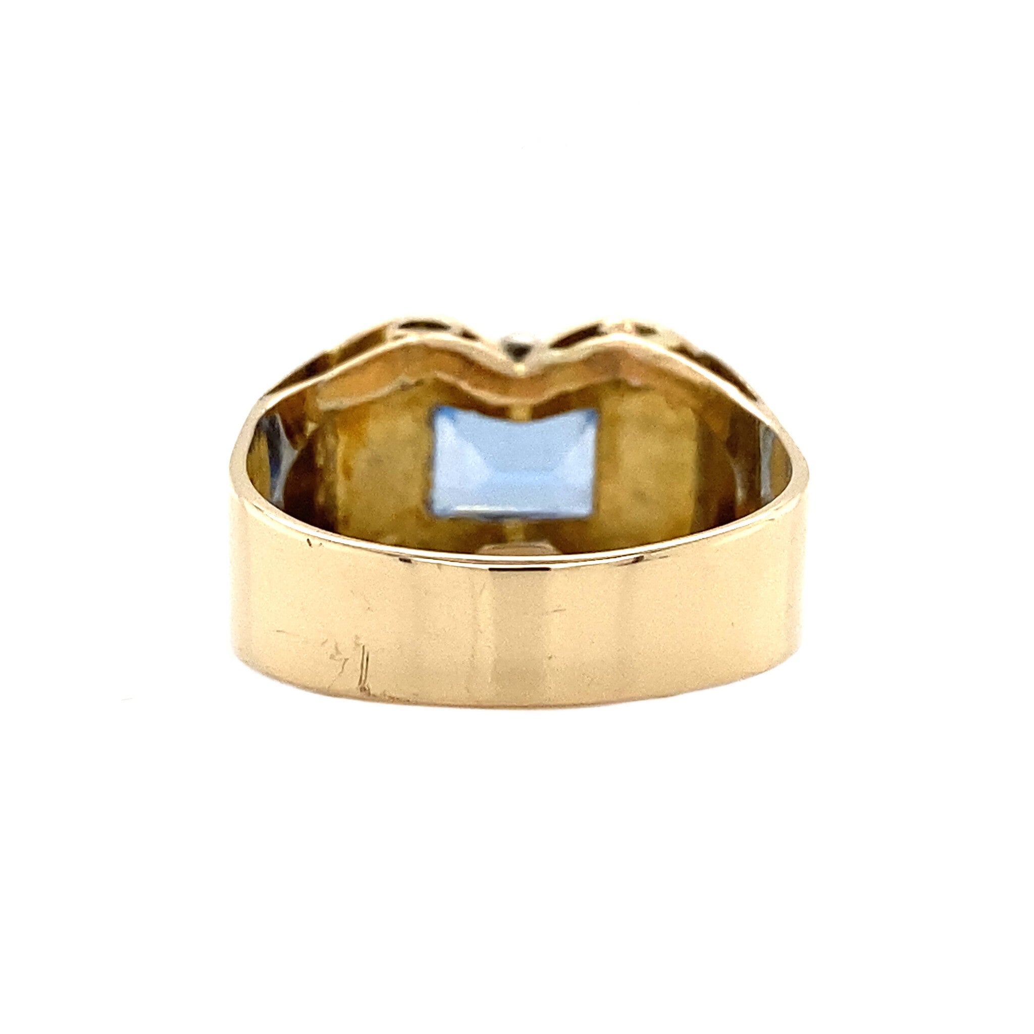 Gold ring with diamond and blue spinel 14 krt