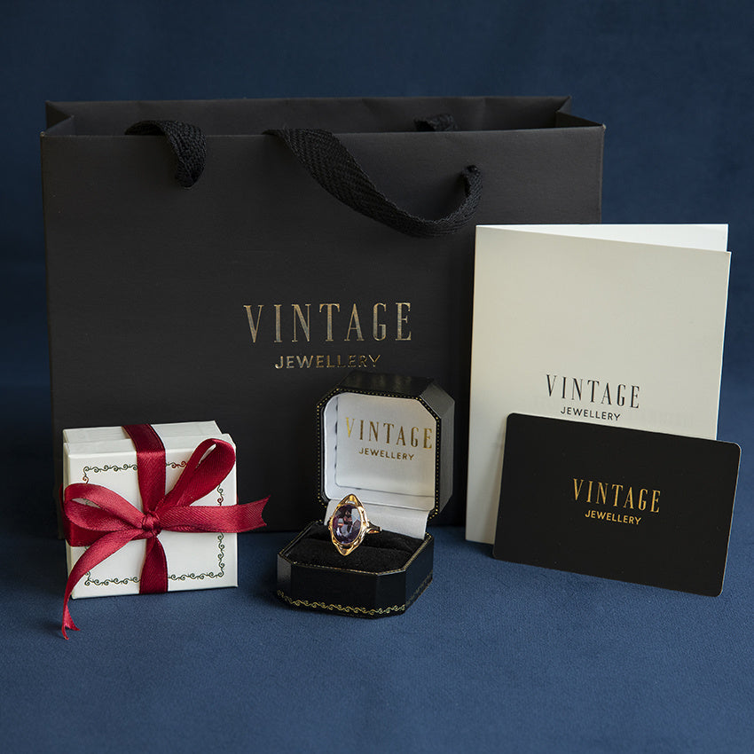 Roségouden vintage ring met saffier 14 krt