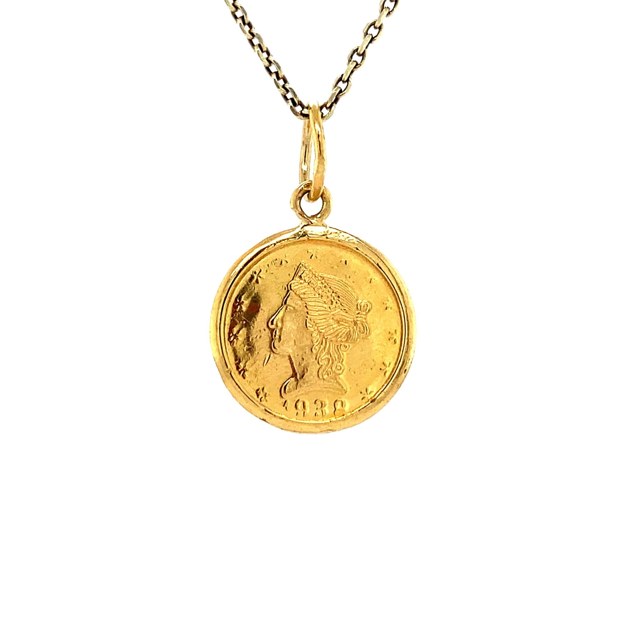 Gold coin pendant 22 kt