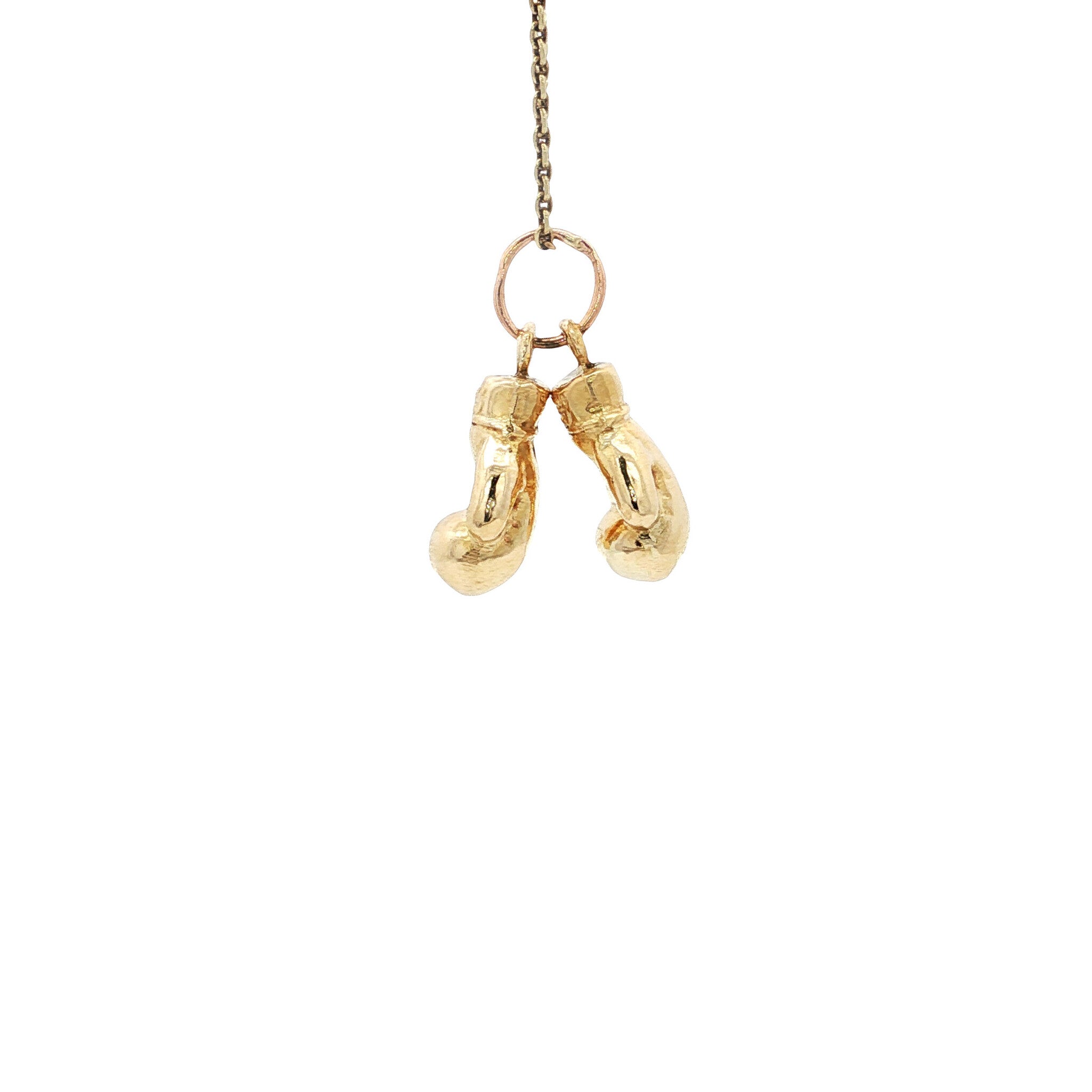 Gold vintage boxing gloves pendant 14 kt