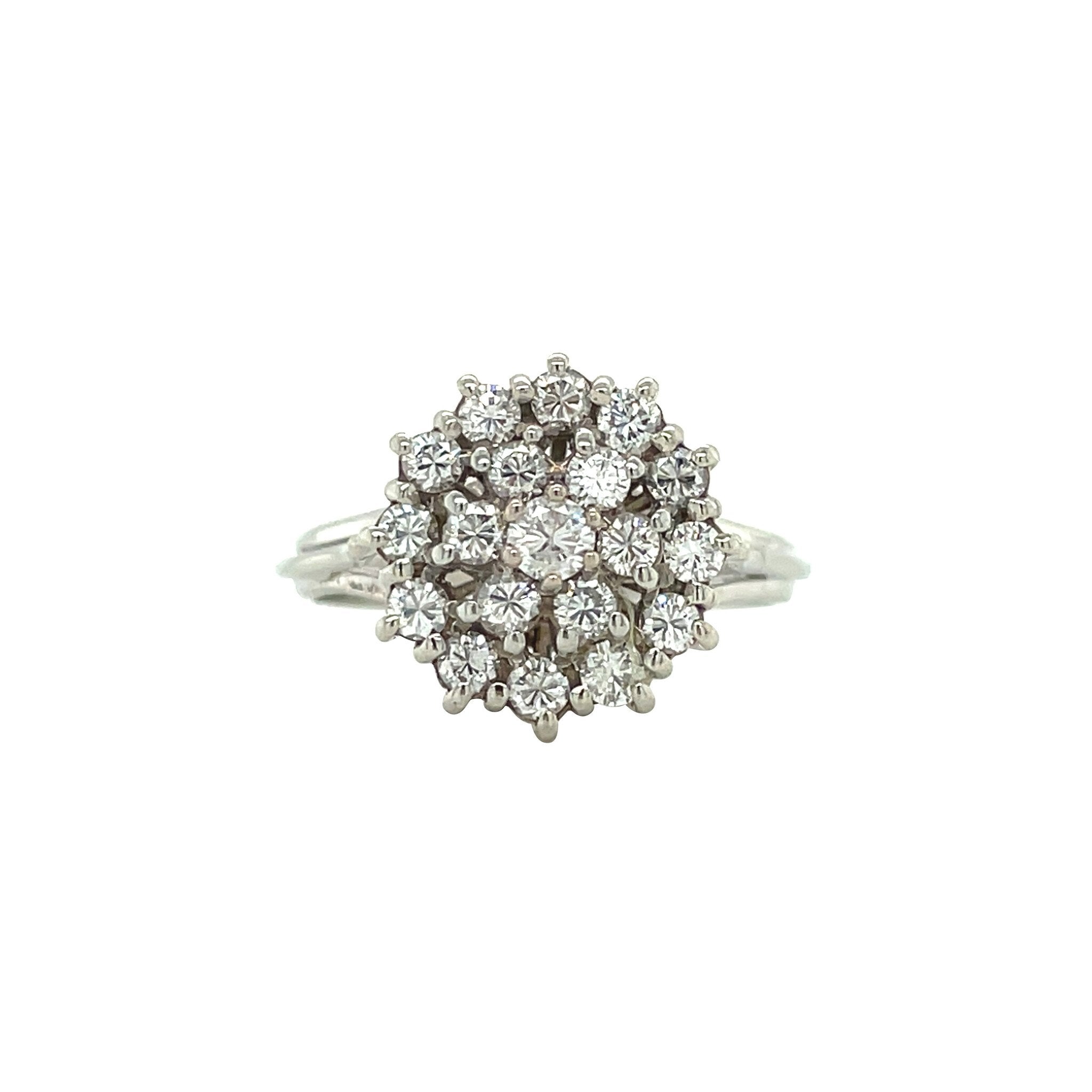 Witgouden vintage entourage ring met diamant 18 krt