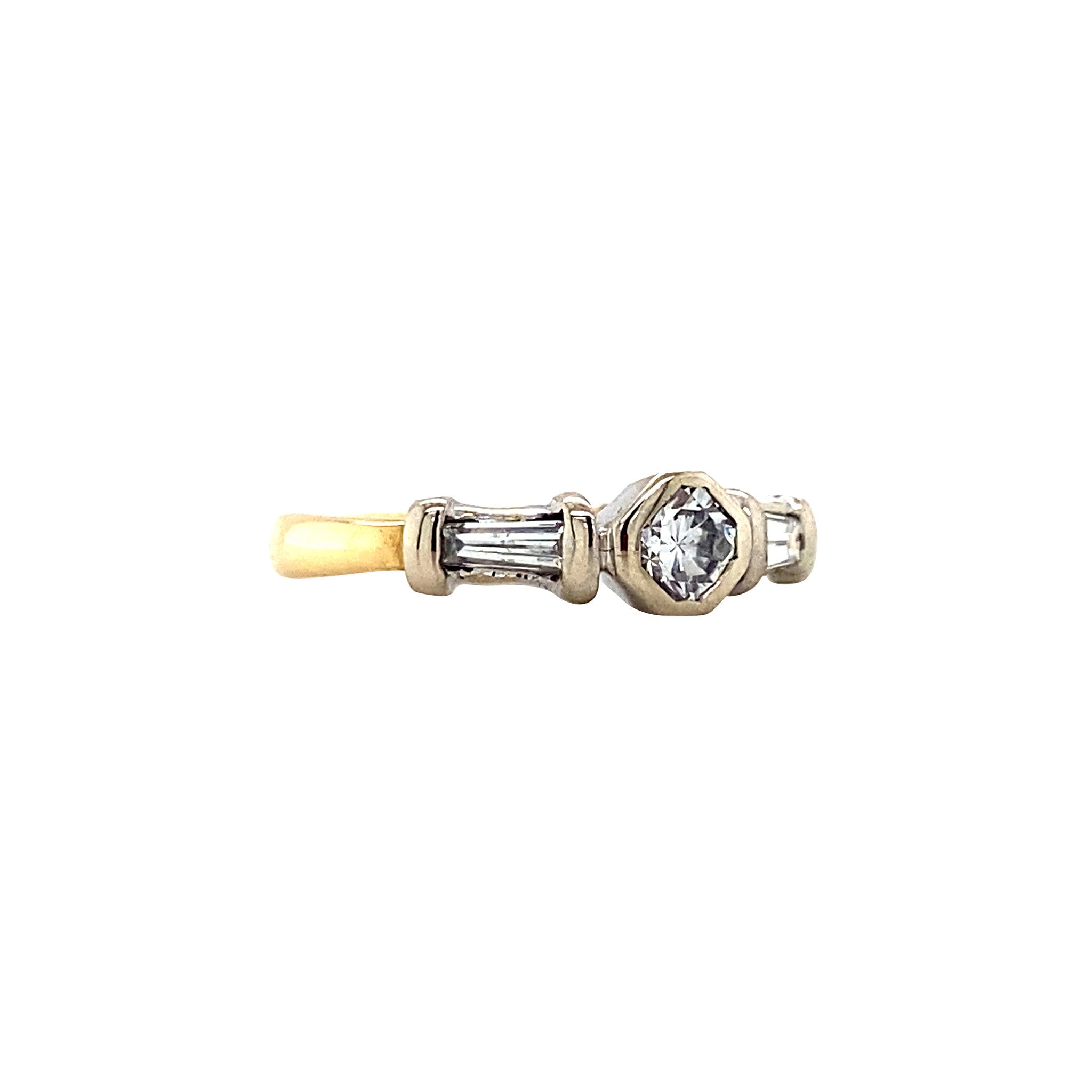 Bicolour gouden ring met diamant 18 krt