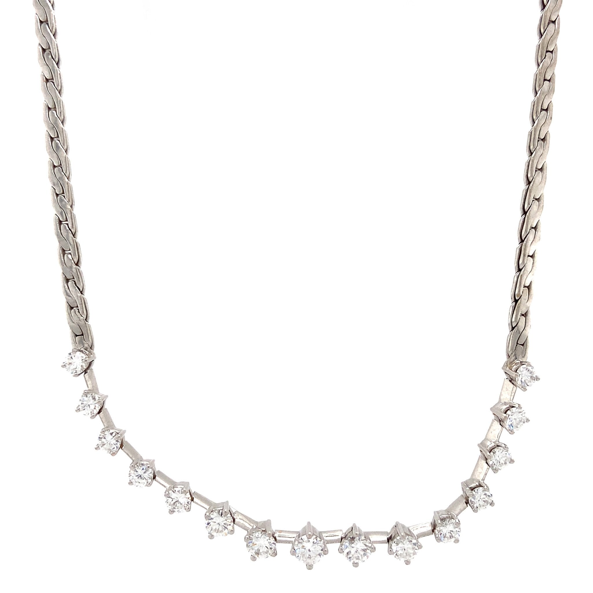 Witgouden vintage collier met diamant 18 kt