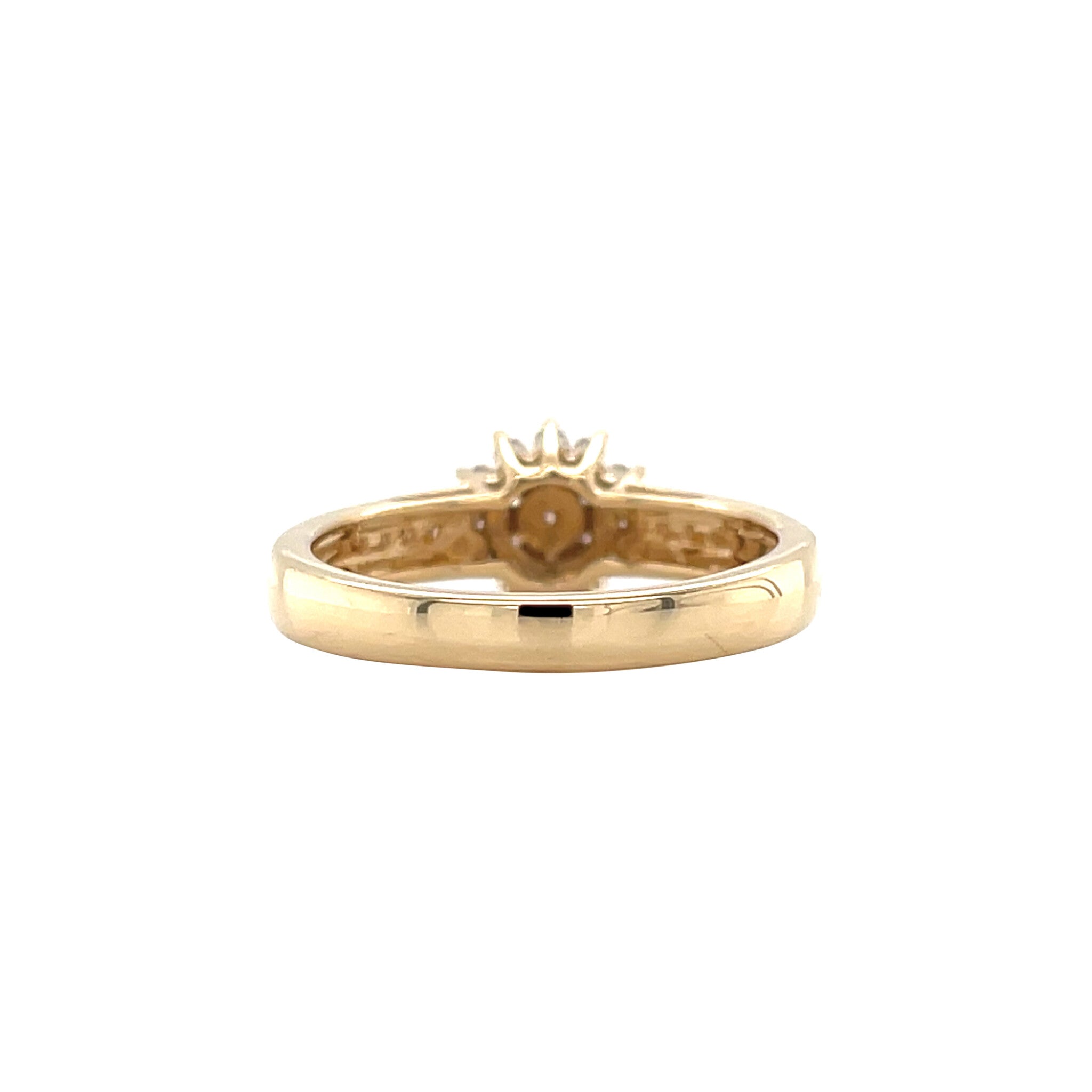 Gouden vintage entourage ring met diamant 18 krt