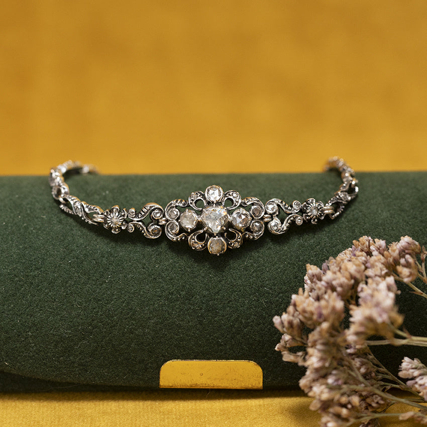 Zilveren vintage armband met diamant 925/14 kt