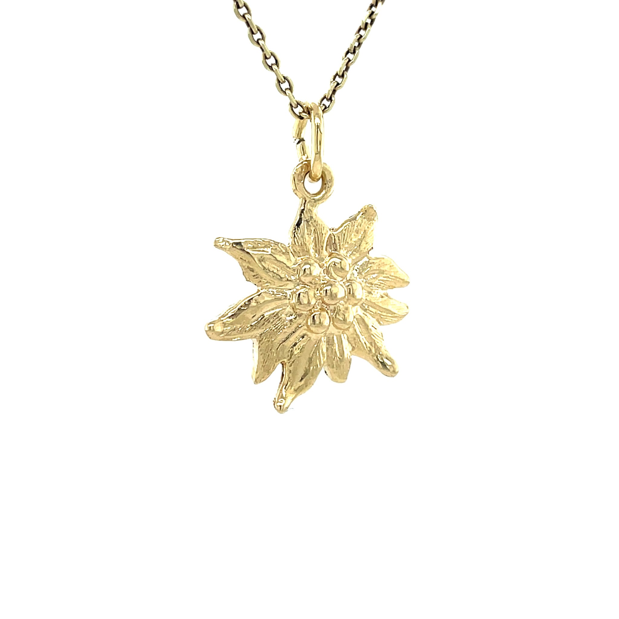 Vintage gold edelweiss pendant 14 kt