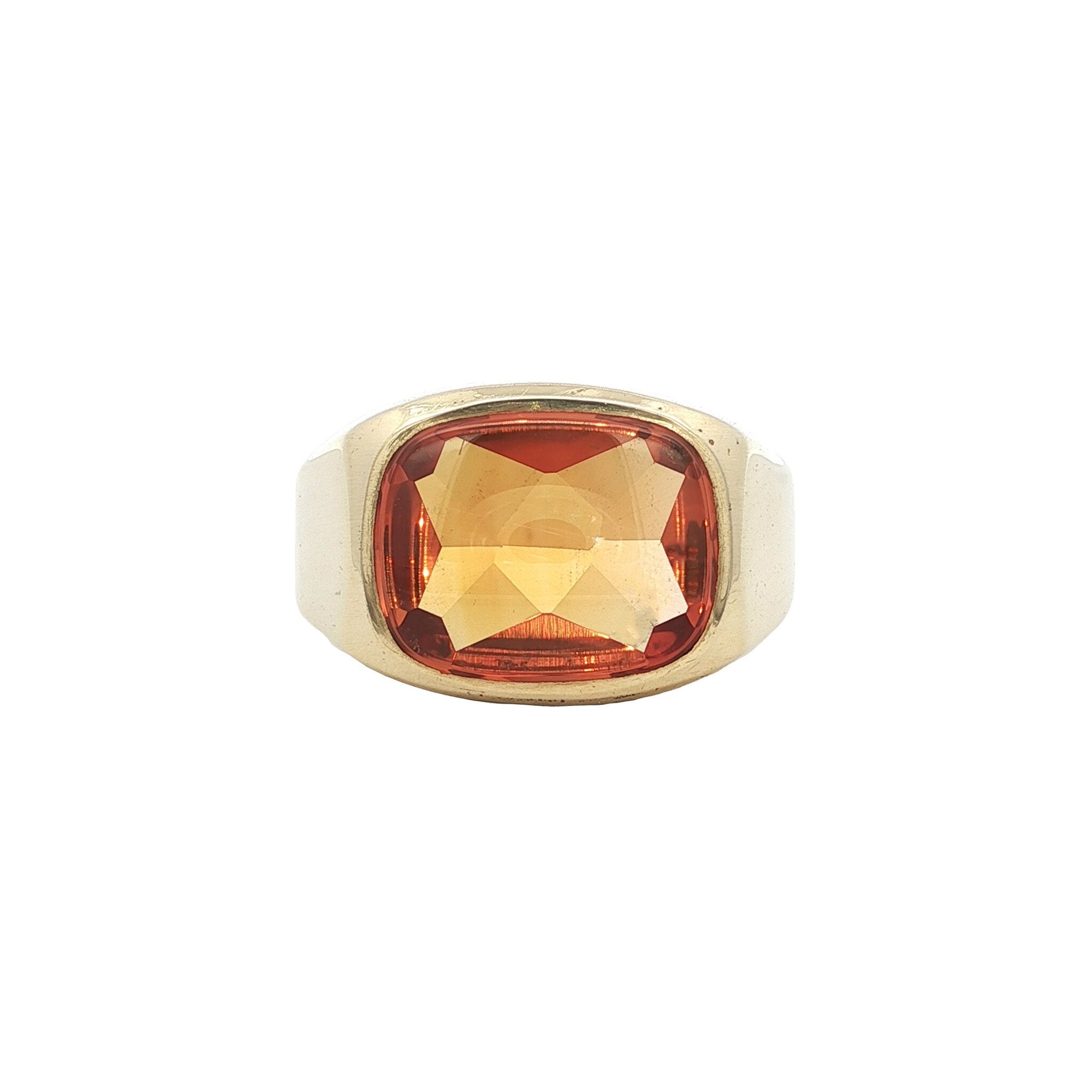 Vintage gold signet ring with sapphire, 14 kt