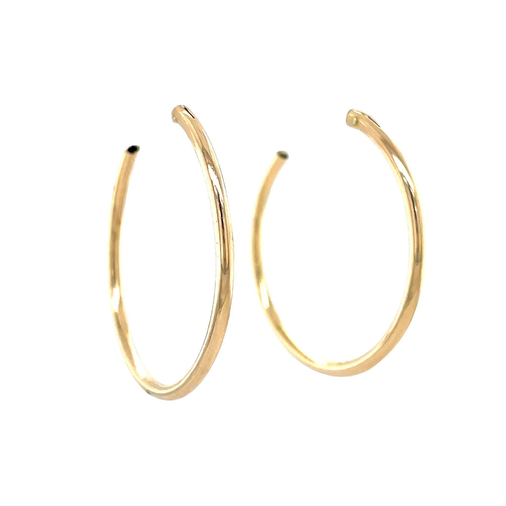 Vintage smooth gold hoop earrings 14 kt