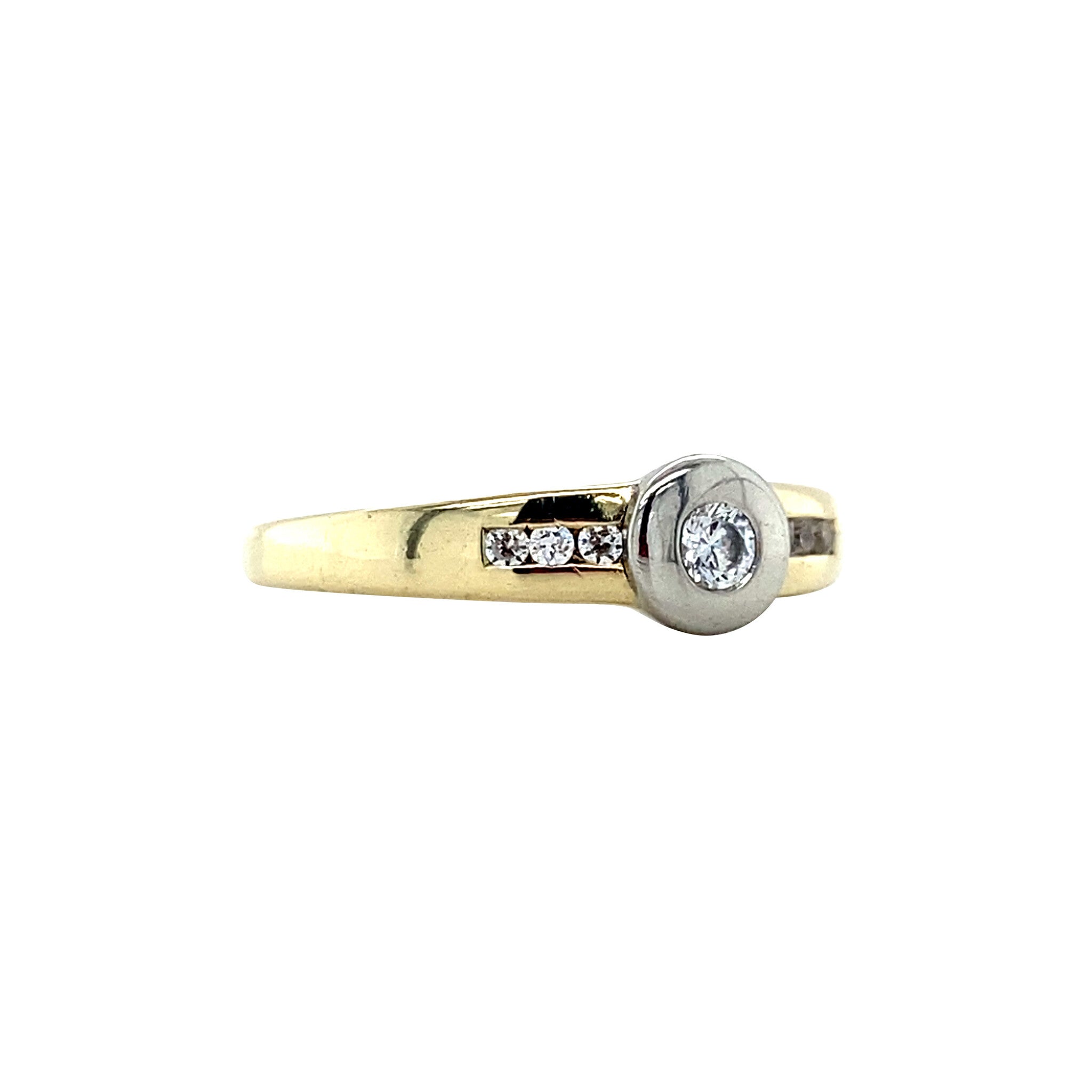 Gouden vintage ring met zirkonia 14 krt