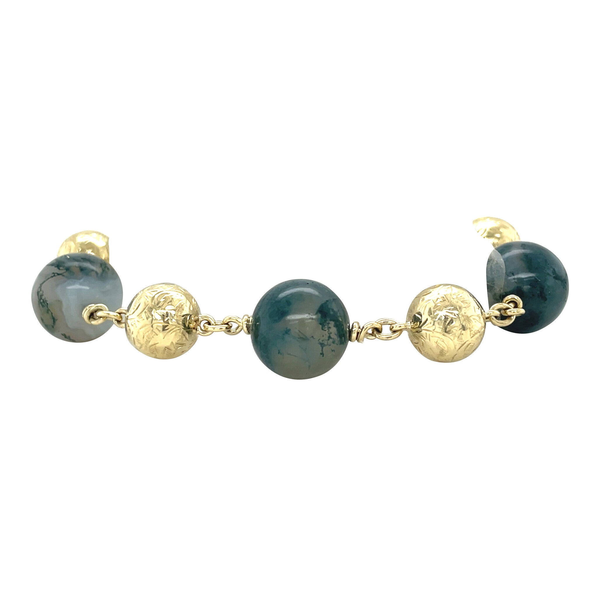 Gouden vintage armband met mosagaat 14 kt