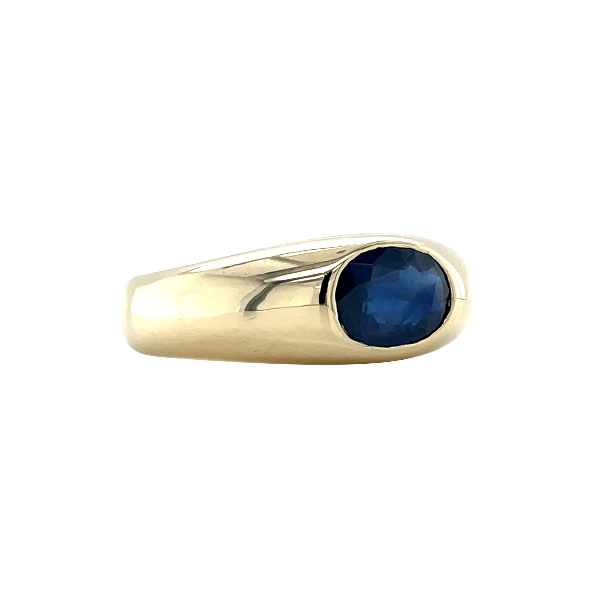 Gouden vintage ring met saffier 14 krt