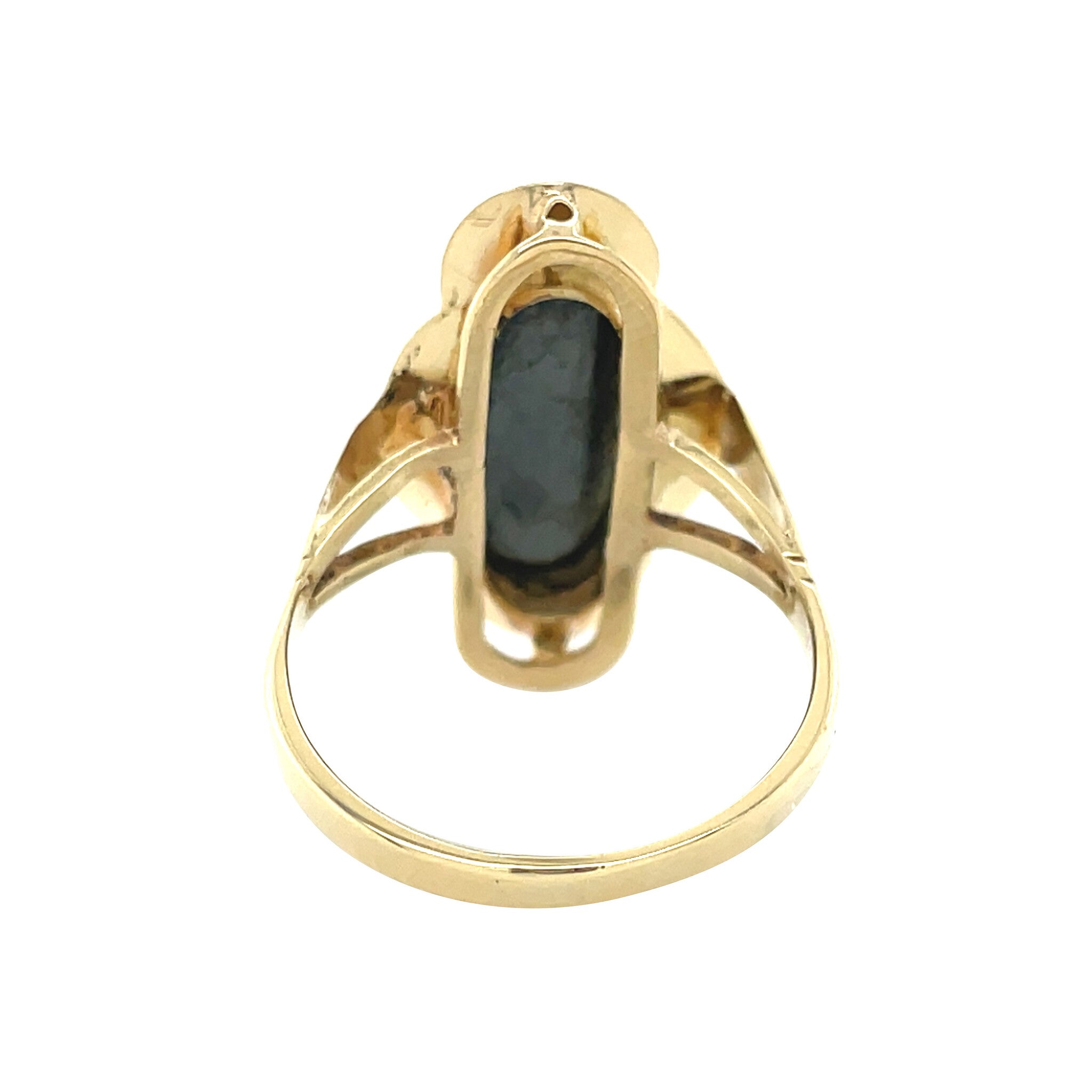 Gold vintage ring with hematite 14 kt