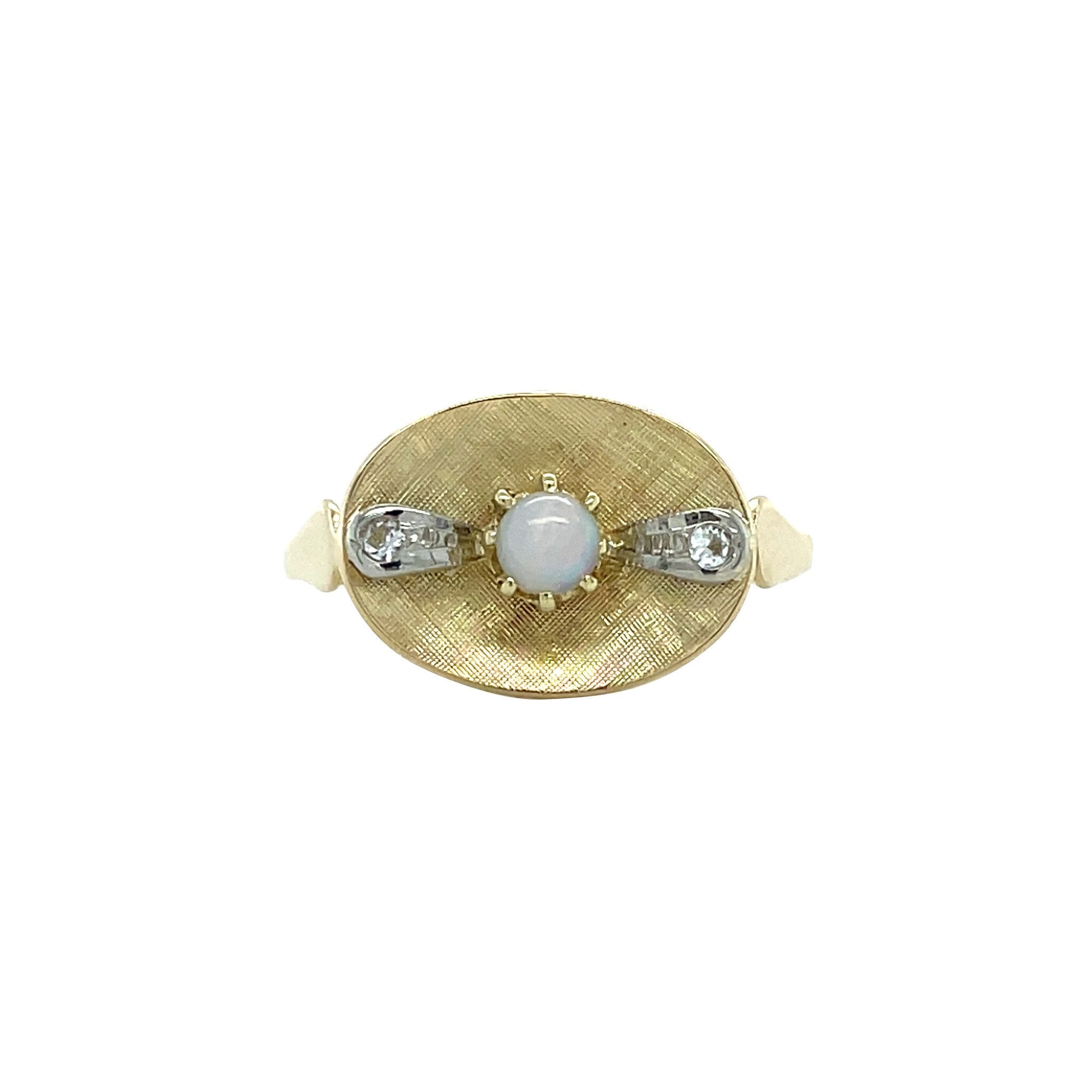 Vintage 14 kt gold ring with spinel and opal